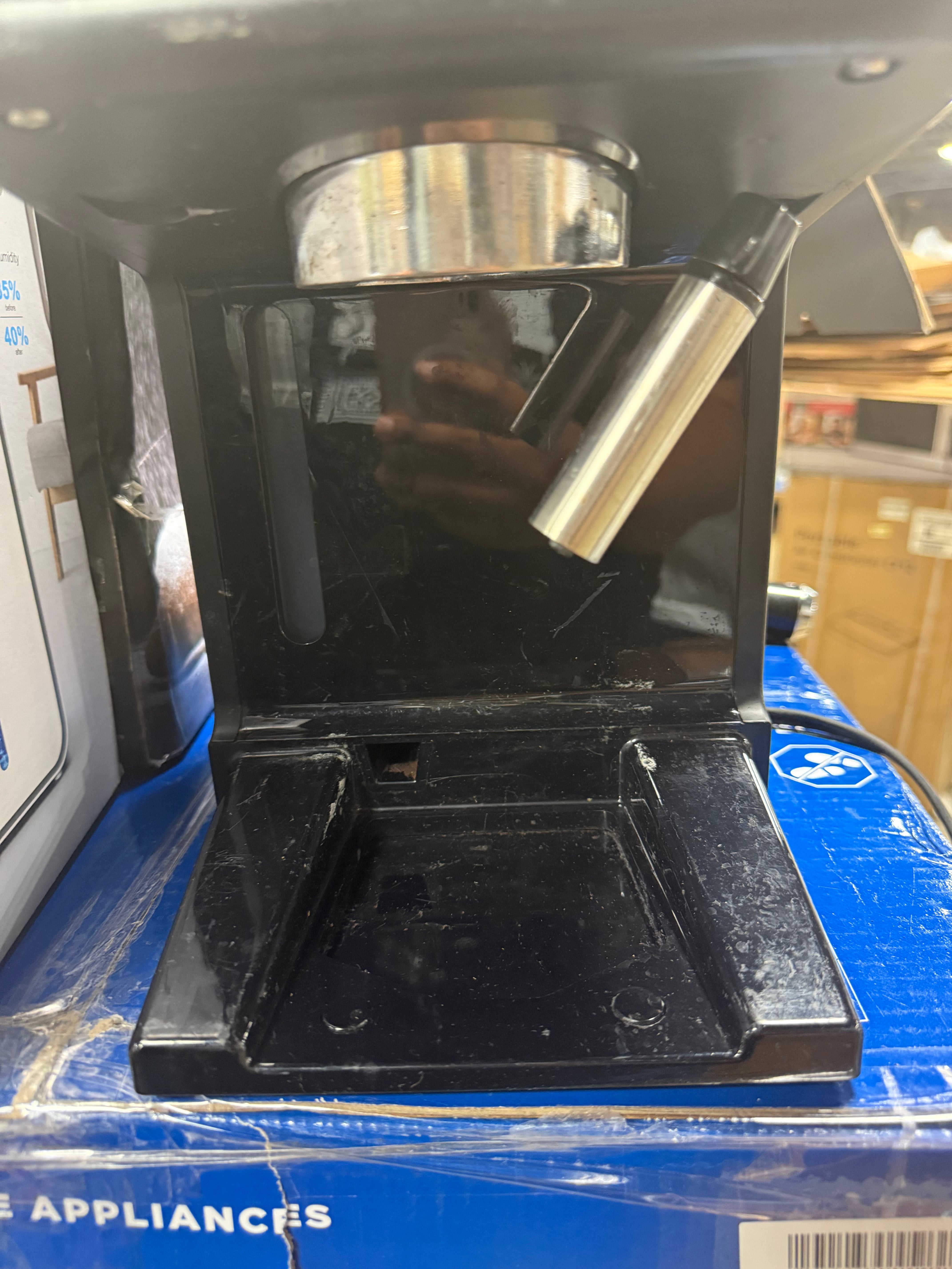 Espresso and Cappuccino Machine Silver/Black 15-Bar Pump