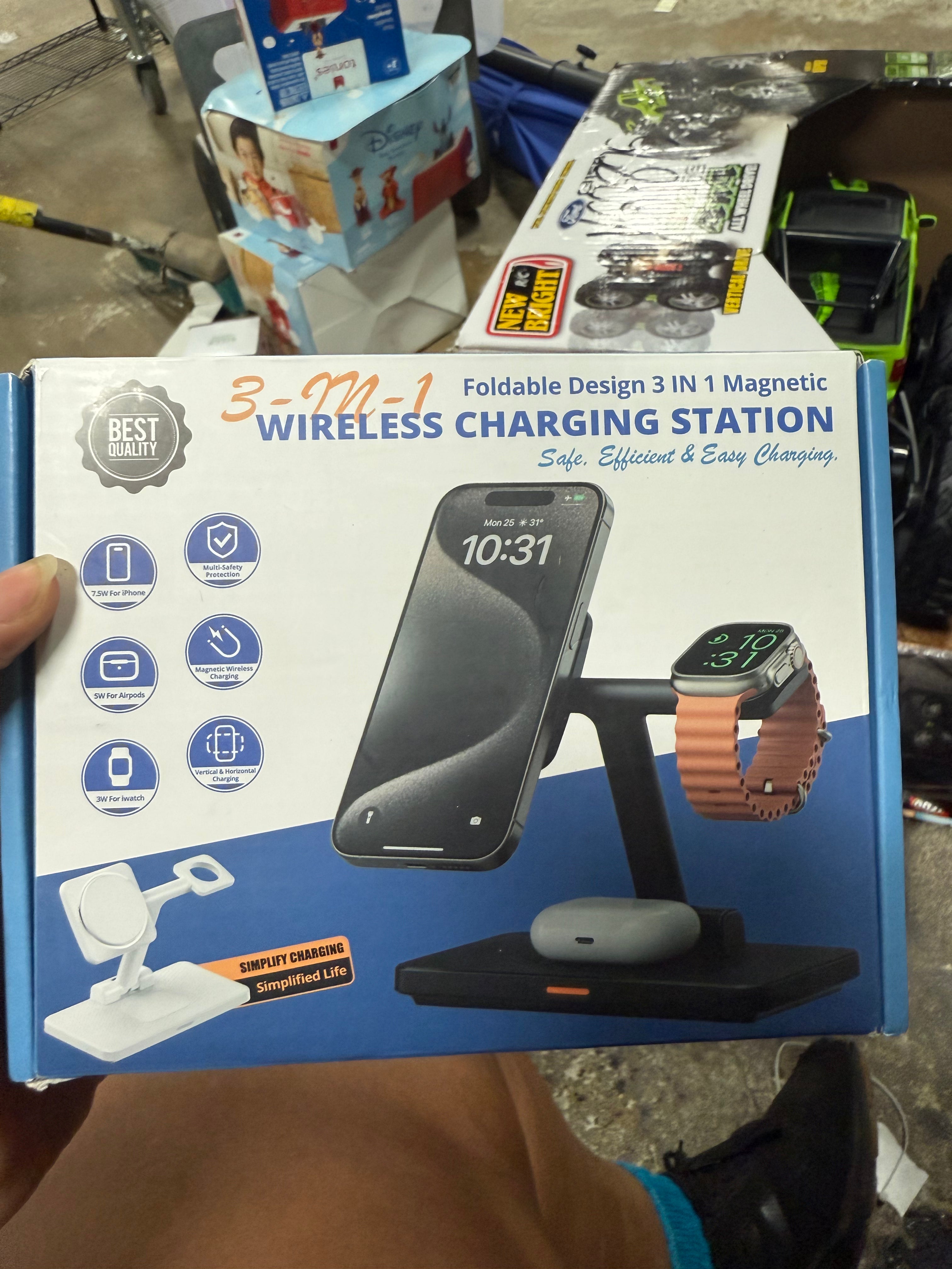 3 In 1 Magnetic Wireless Charger Stand For Mag Safe Iphone