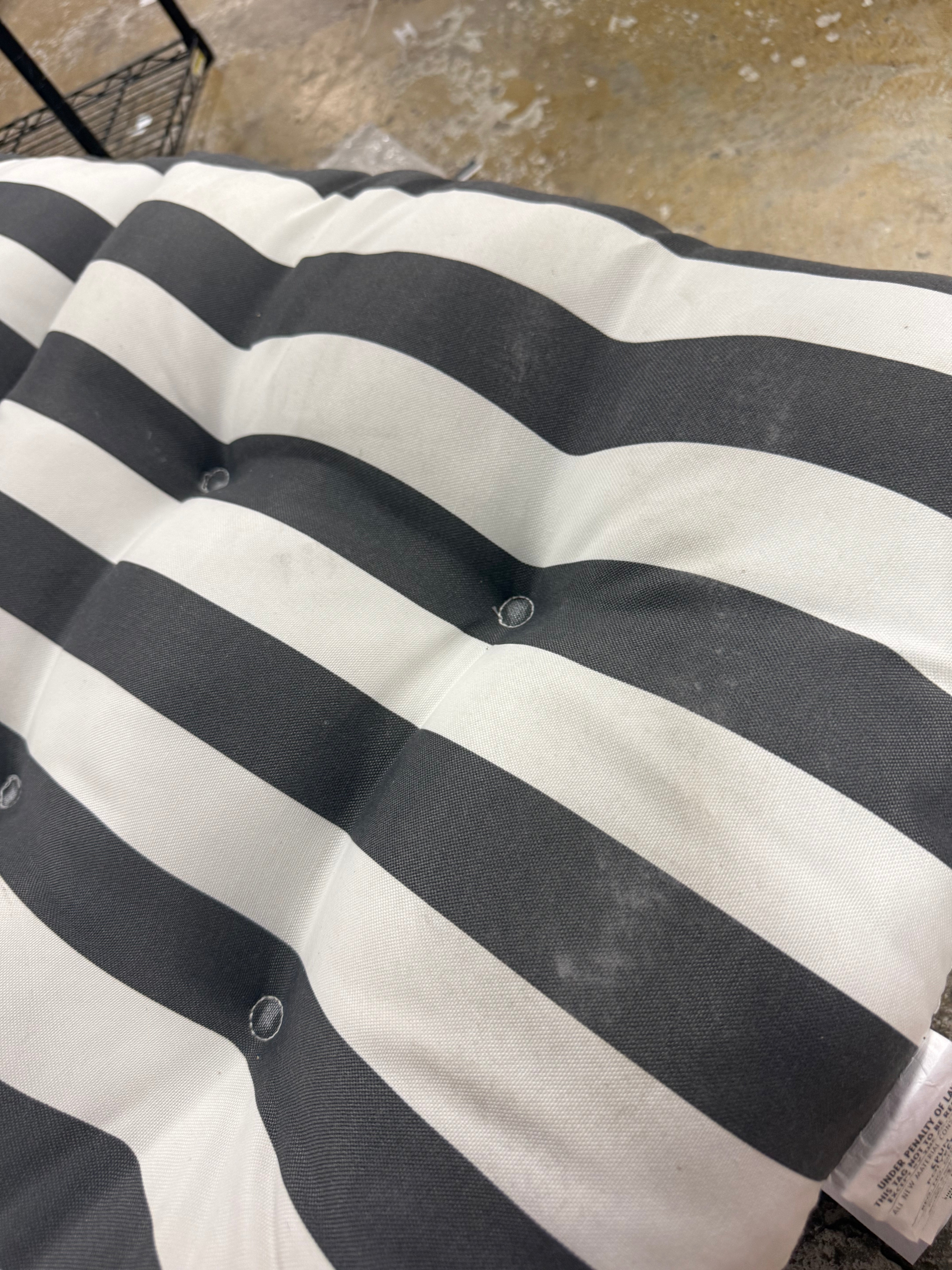Outdoor High Back Dining Chair Cushion in Canopy Stripe Gray