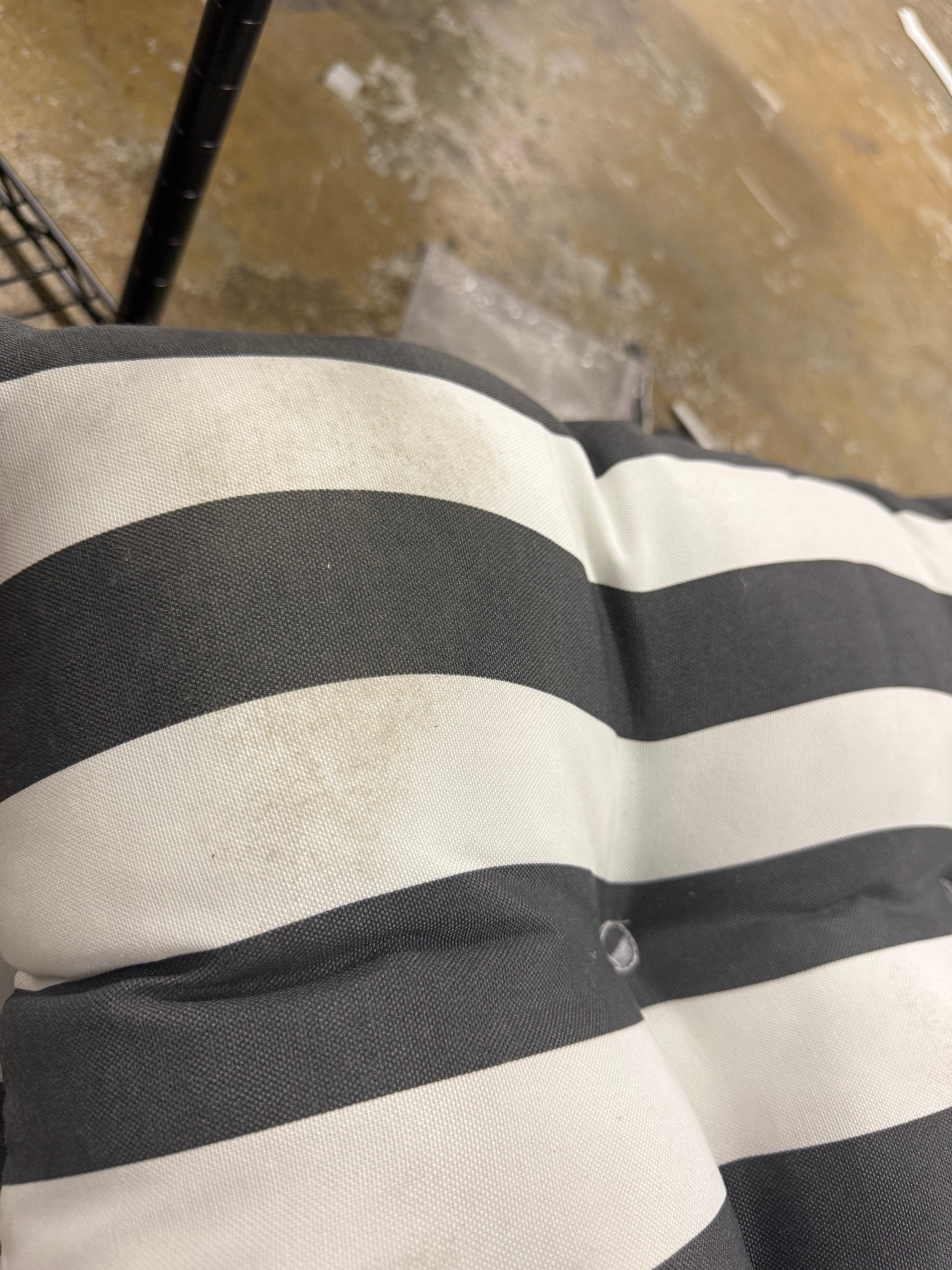 Outdoor High Back Dining Chair Cushion in Canopy Stripe Gray