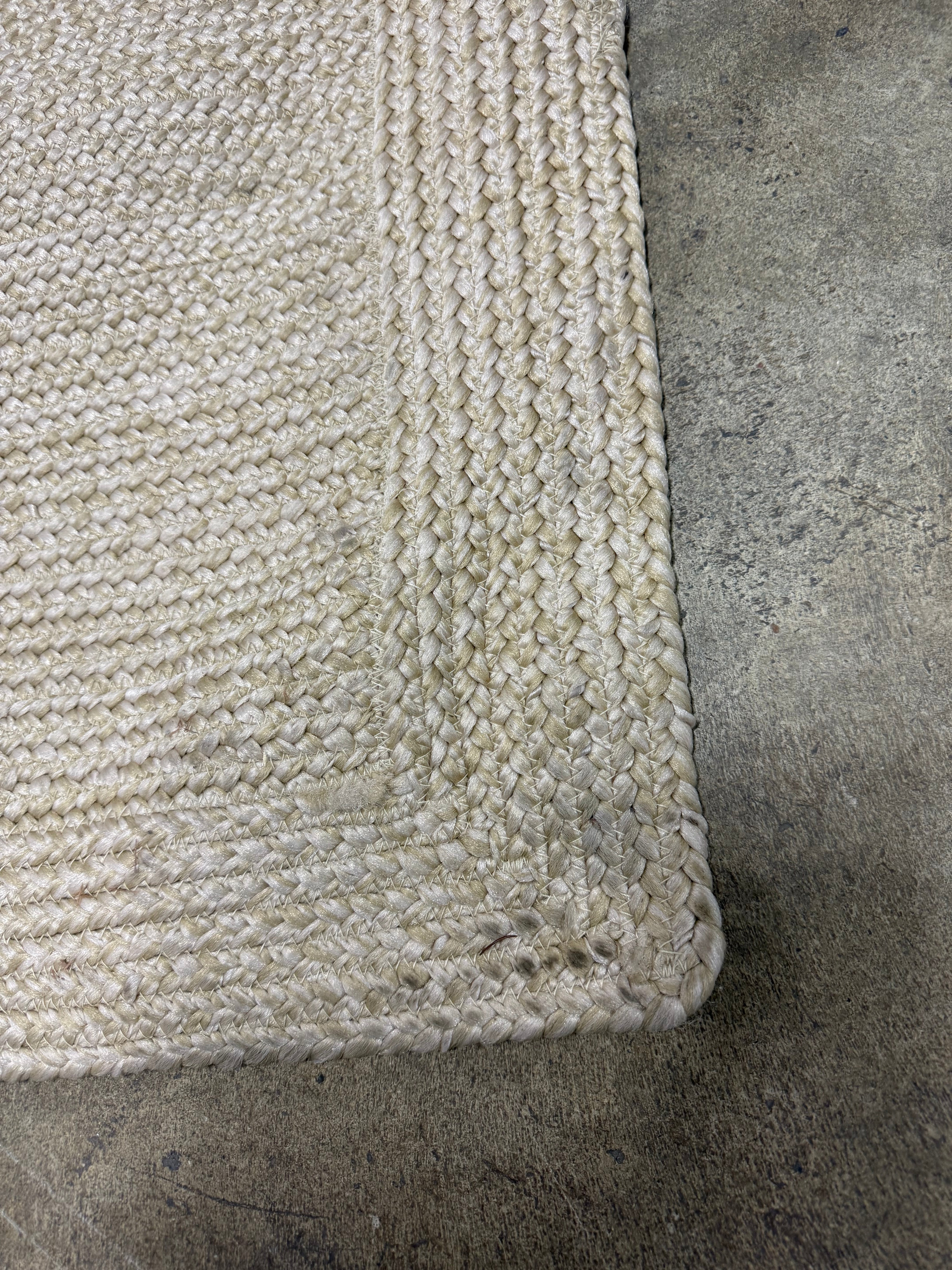 Natural Woven Rectangular Braided Outdoor Rug Heathered Cream  5'x7'