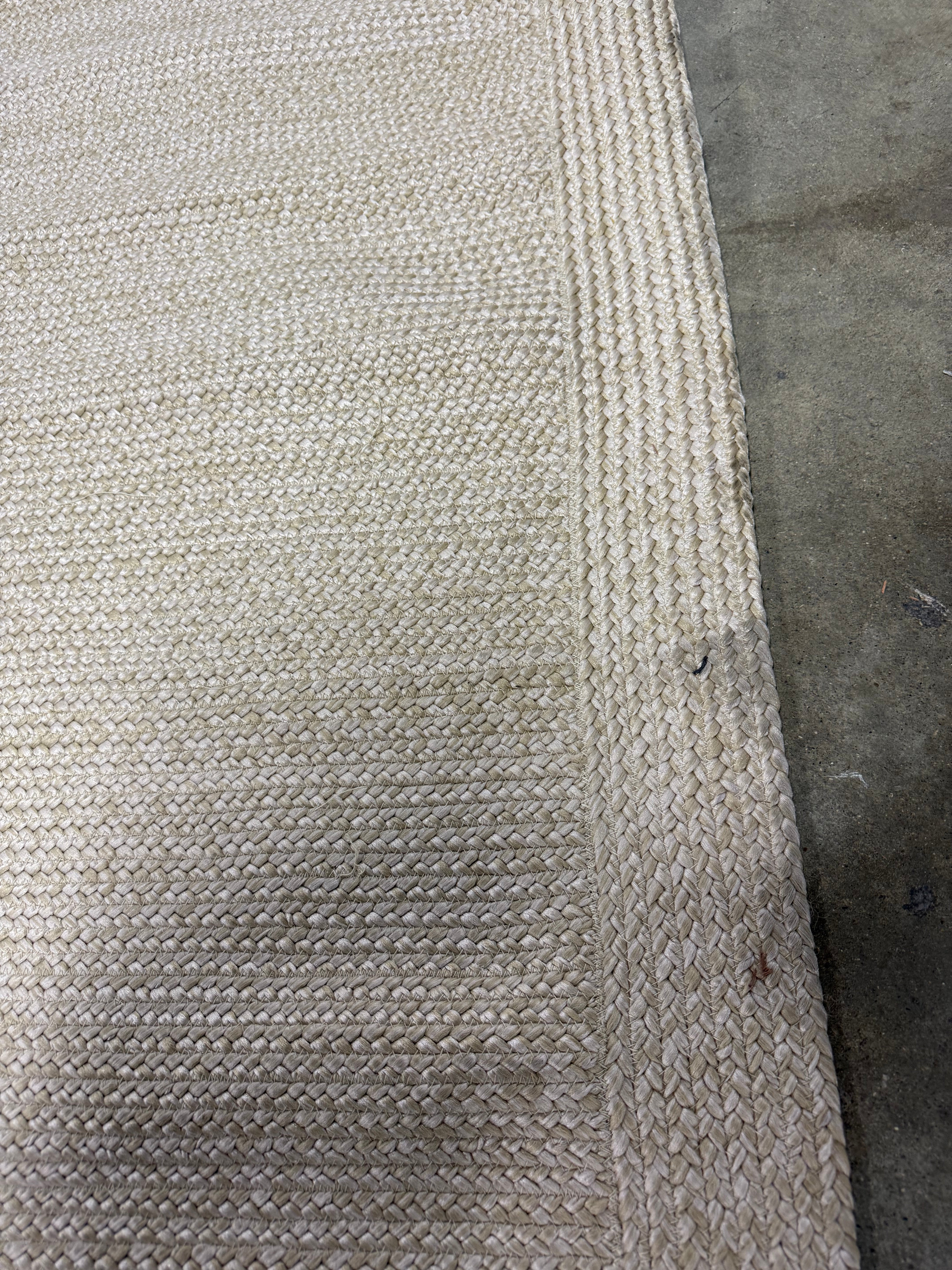 Natural Woven Rectangular Braided Outdoor Rug Heathered Cream  5'x7'