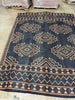 Black & Brown 8x10, Waterproof Plastic Straw Rug Reversible Geometric Design