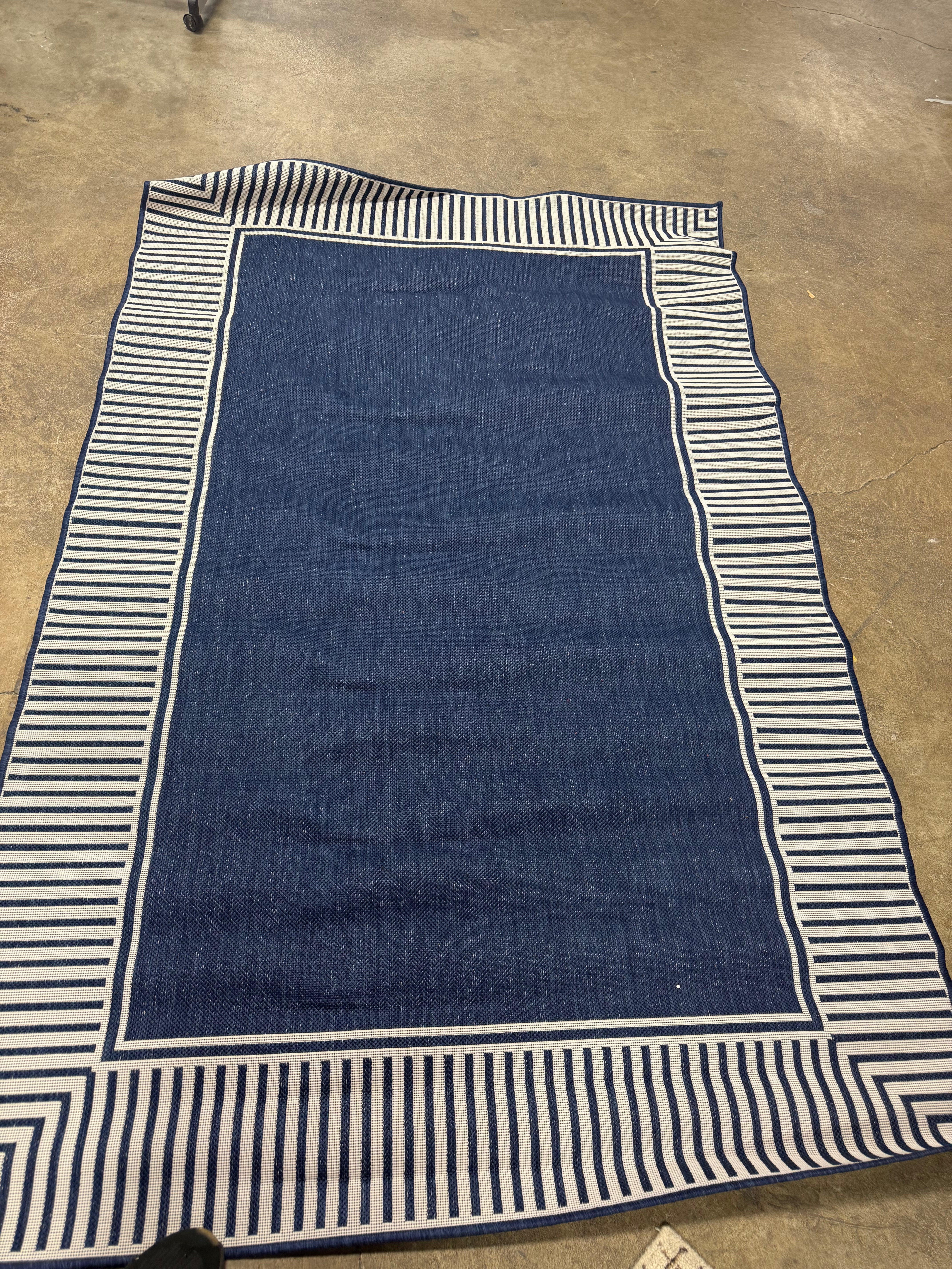 Bordered Washable Area Rugs 5x7 Blue