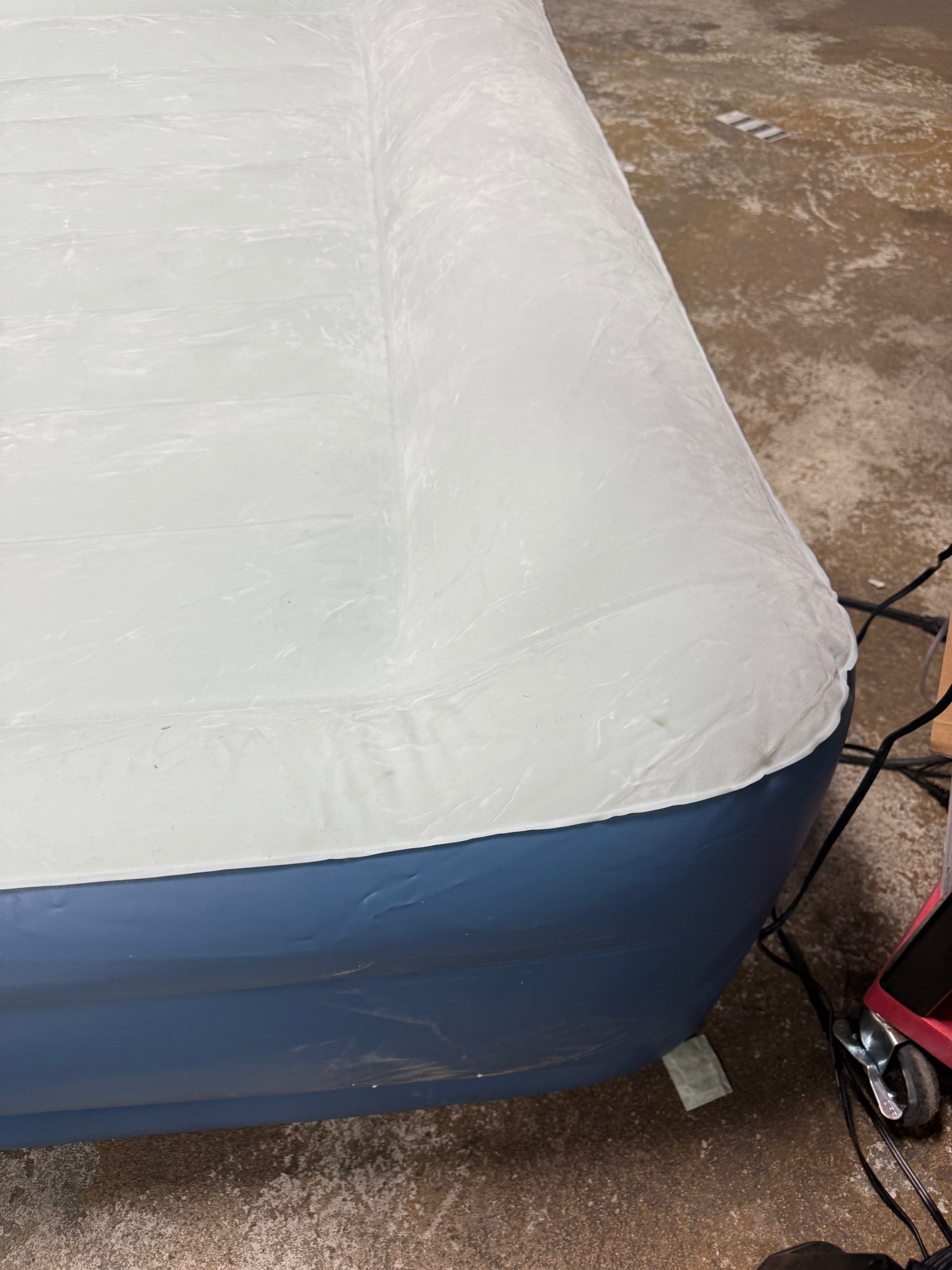Elevated Pillow Rest Queen Air Mattress with Internal Pump - Off-White/Blue