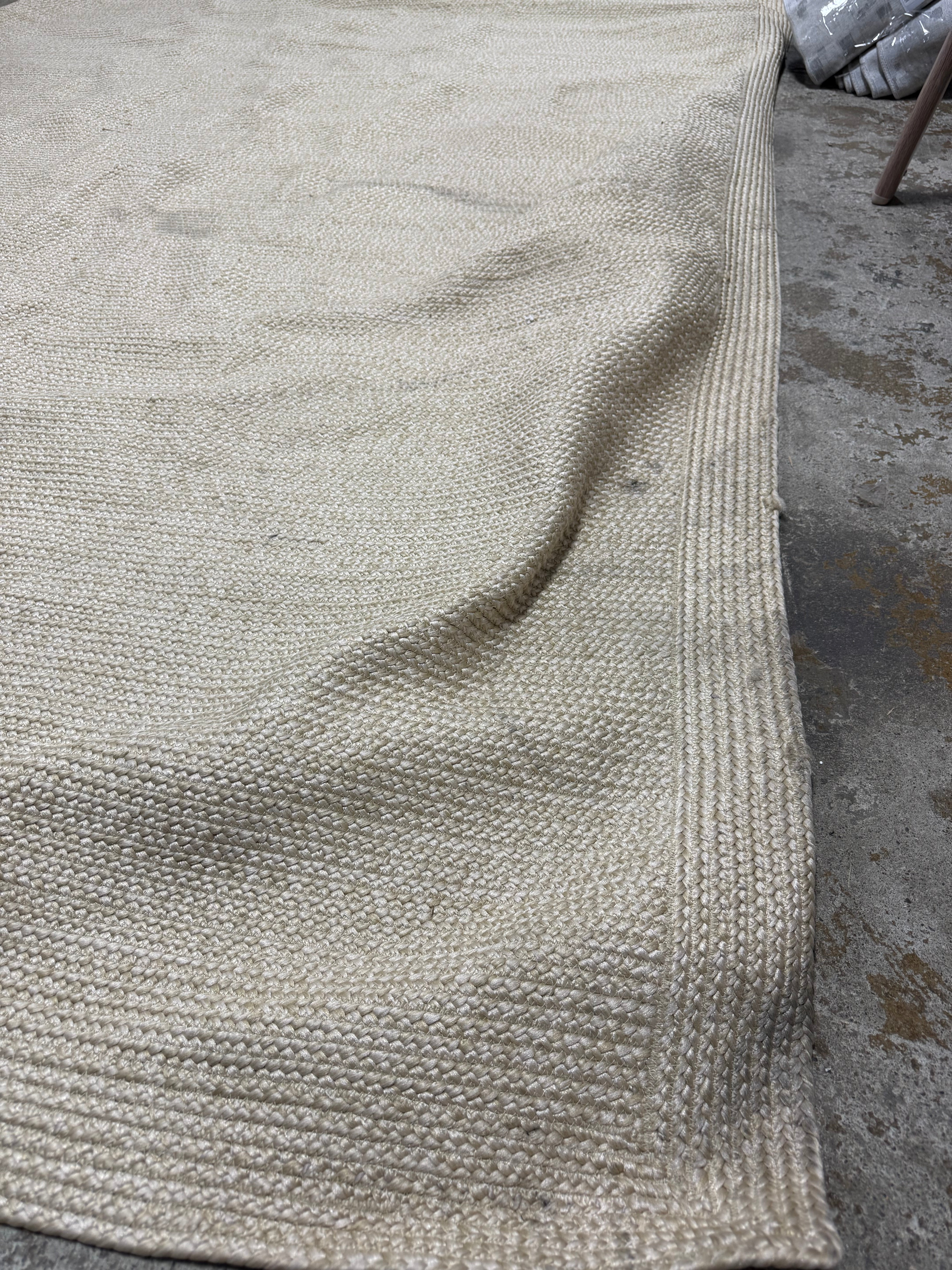 Natural Woven Rectangular Braided Outdoor Rug Heathered Cream 7'x10'