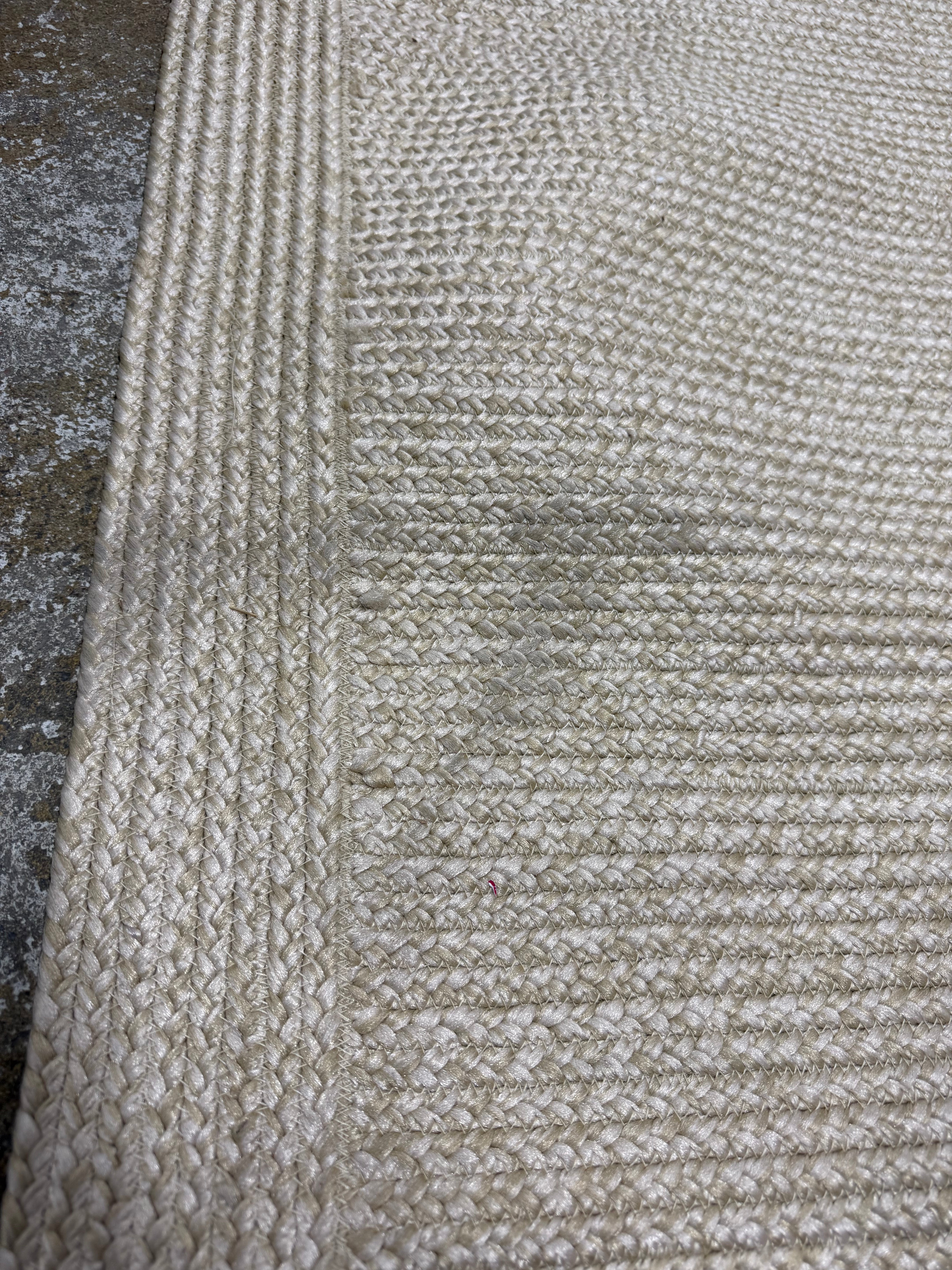 Natural Woven Rectangular Braided Outdoor Rug Heathered Cream 7'x10'