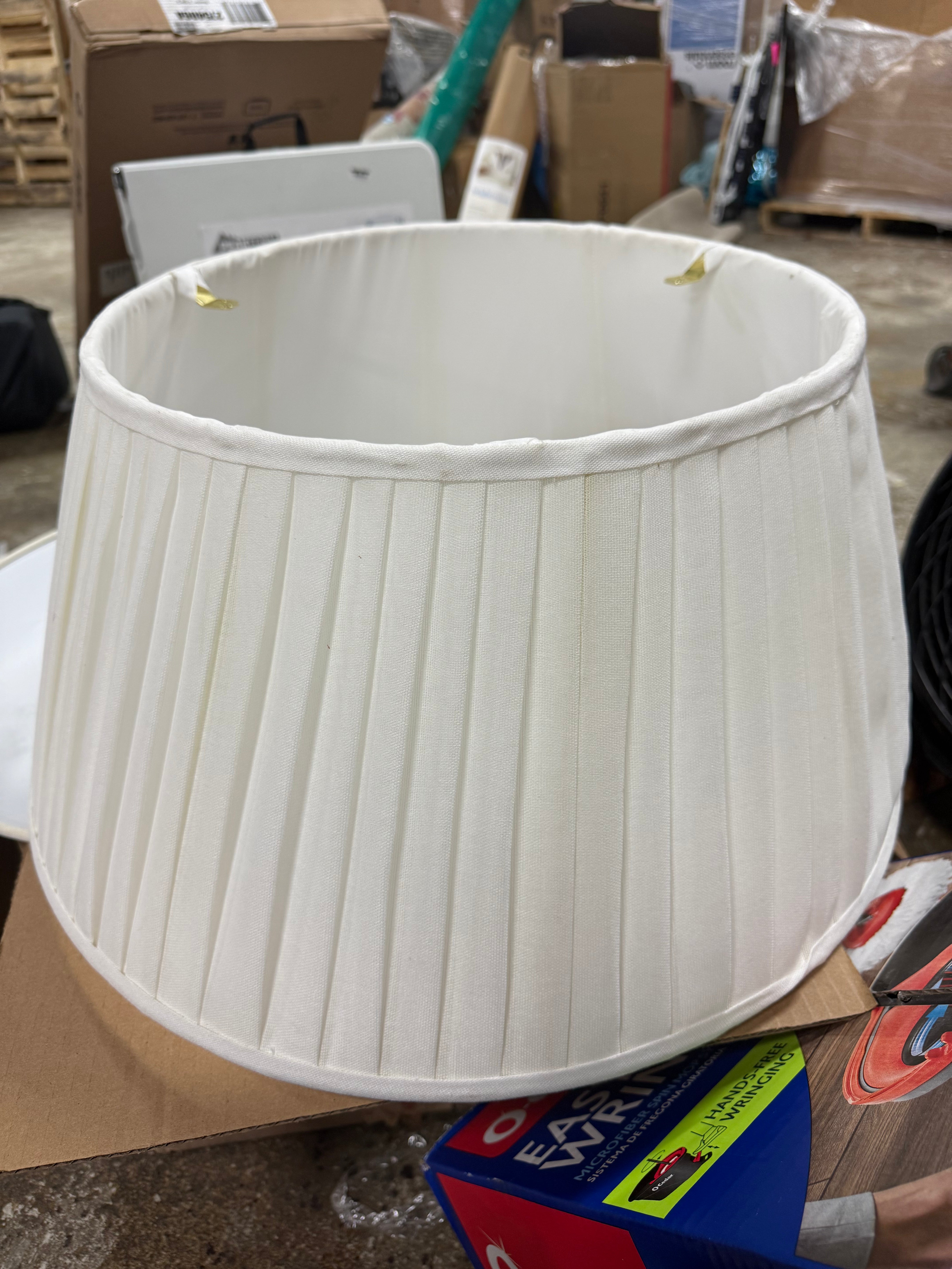 Pendant with Pleated Shade Ceiling Light: White Elegant Iron & Cotton Fixture
