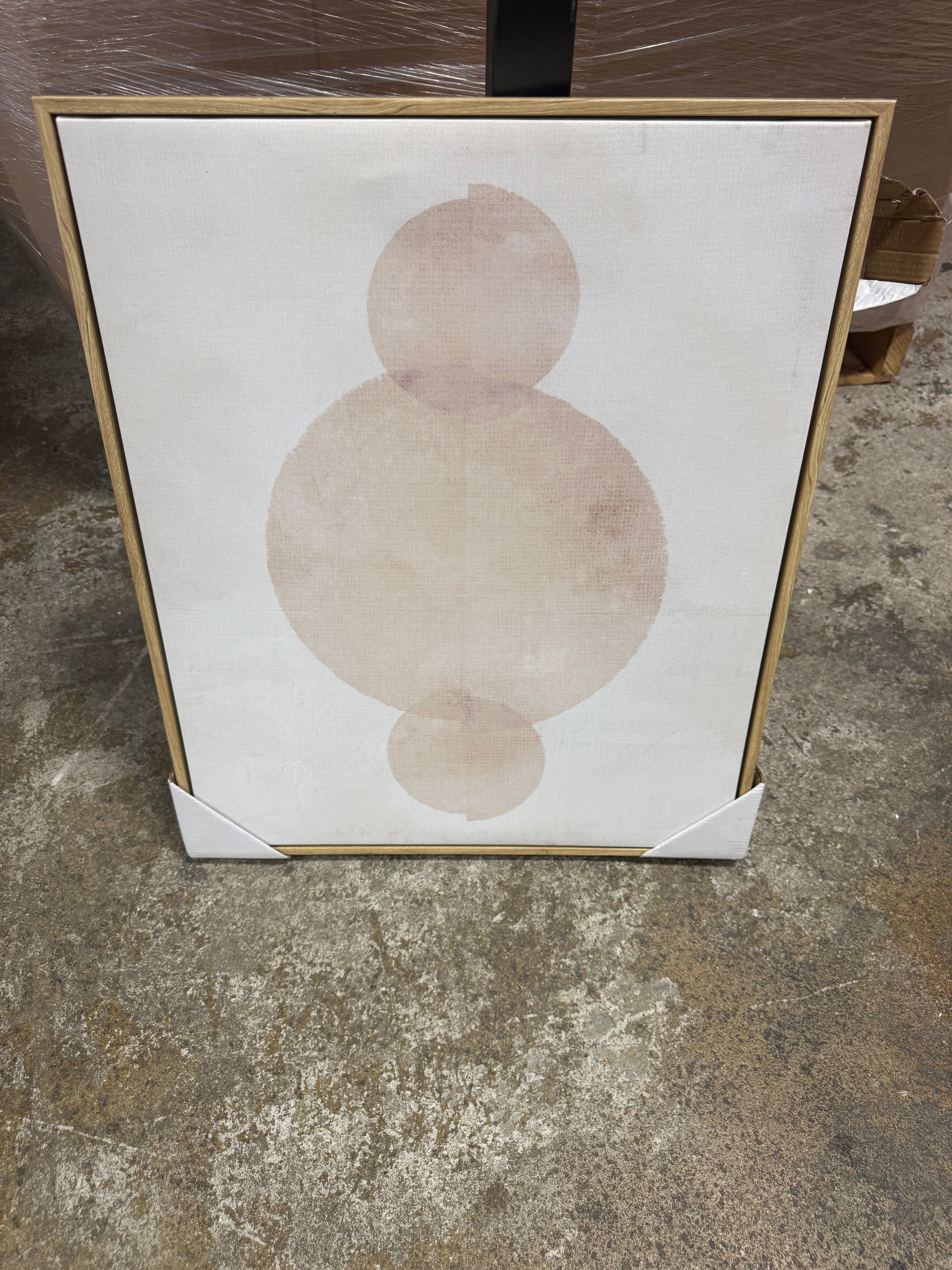 1-Piece Abstract Shapes Framed Canvas Brown