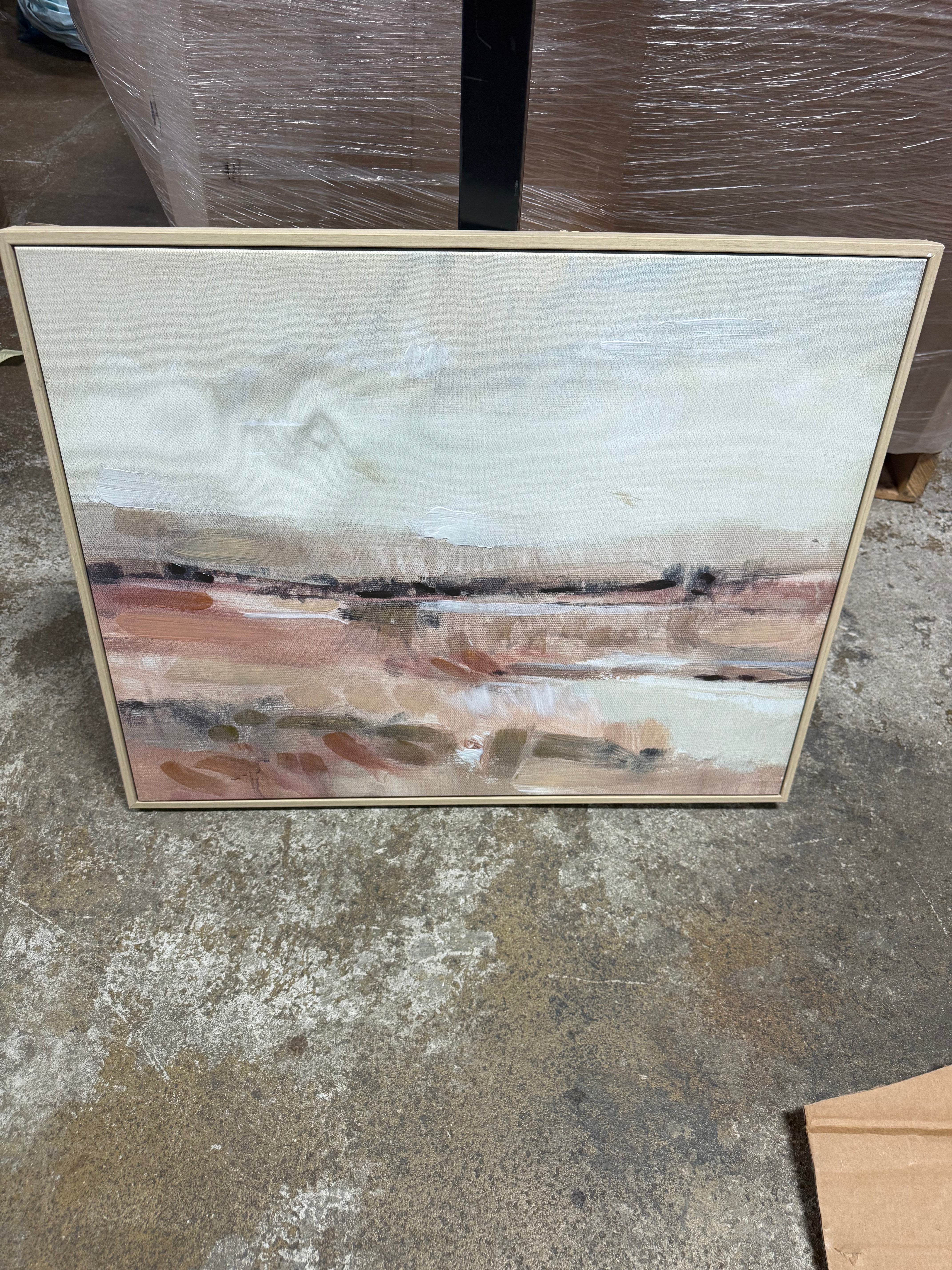 Faded Landscape Framed Wall Canvases Natural - Set of 2