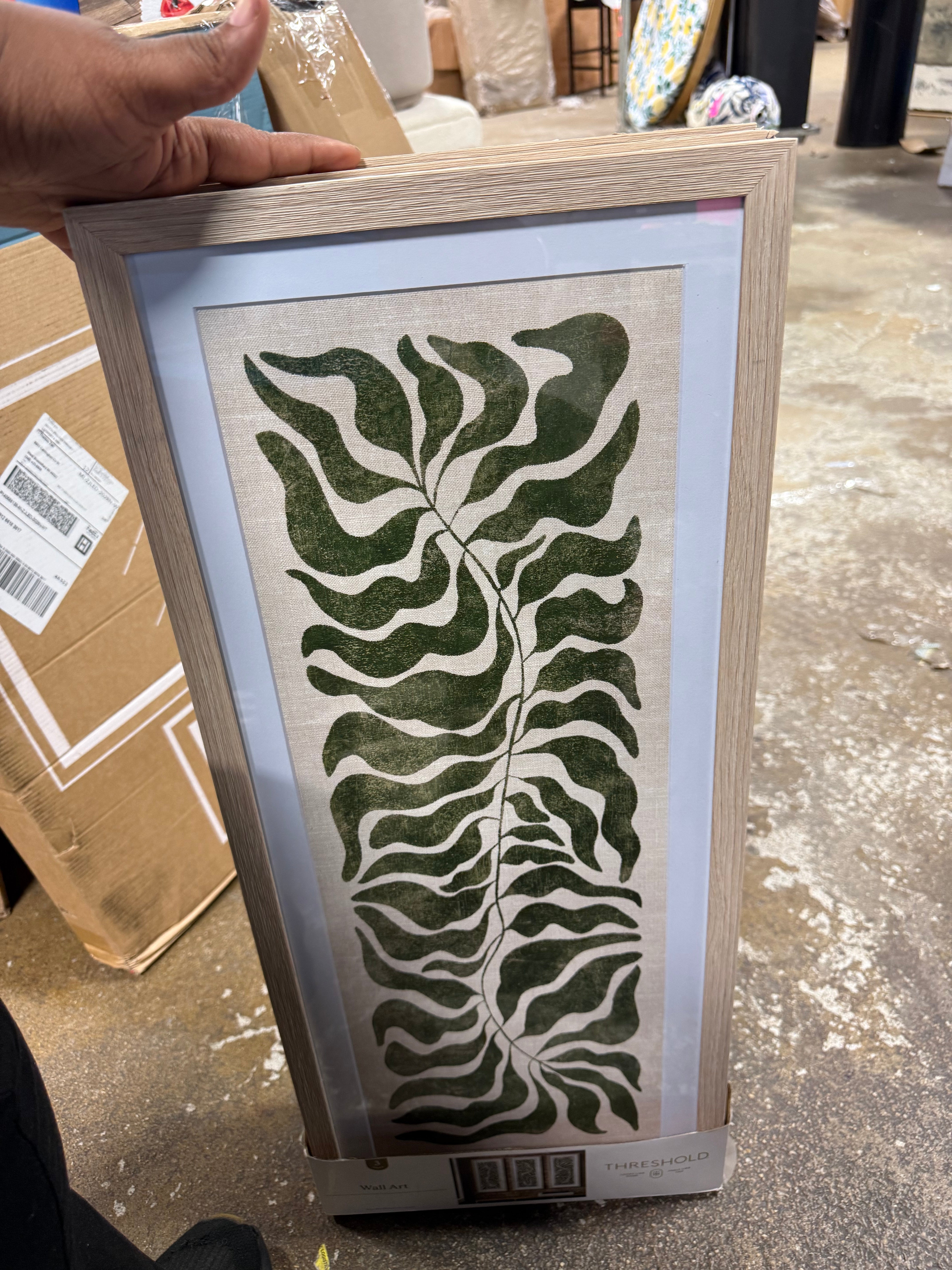 (Set of 3) Modern Seaweed Framed Arts Naturals