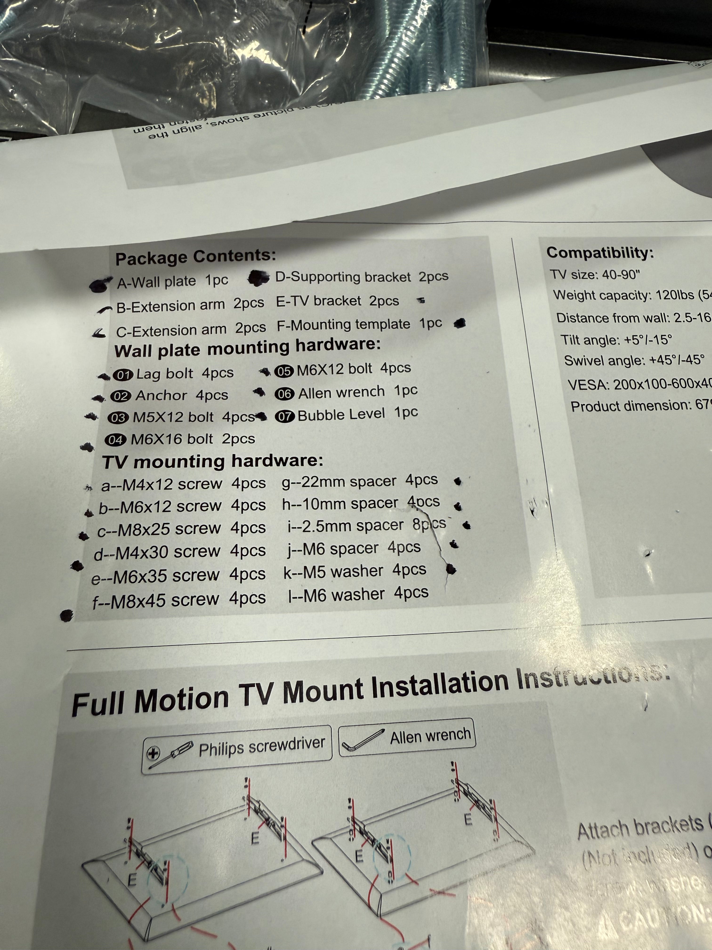 Full Motion TV Mount - Steel
