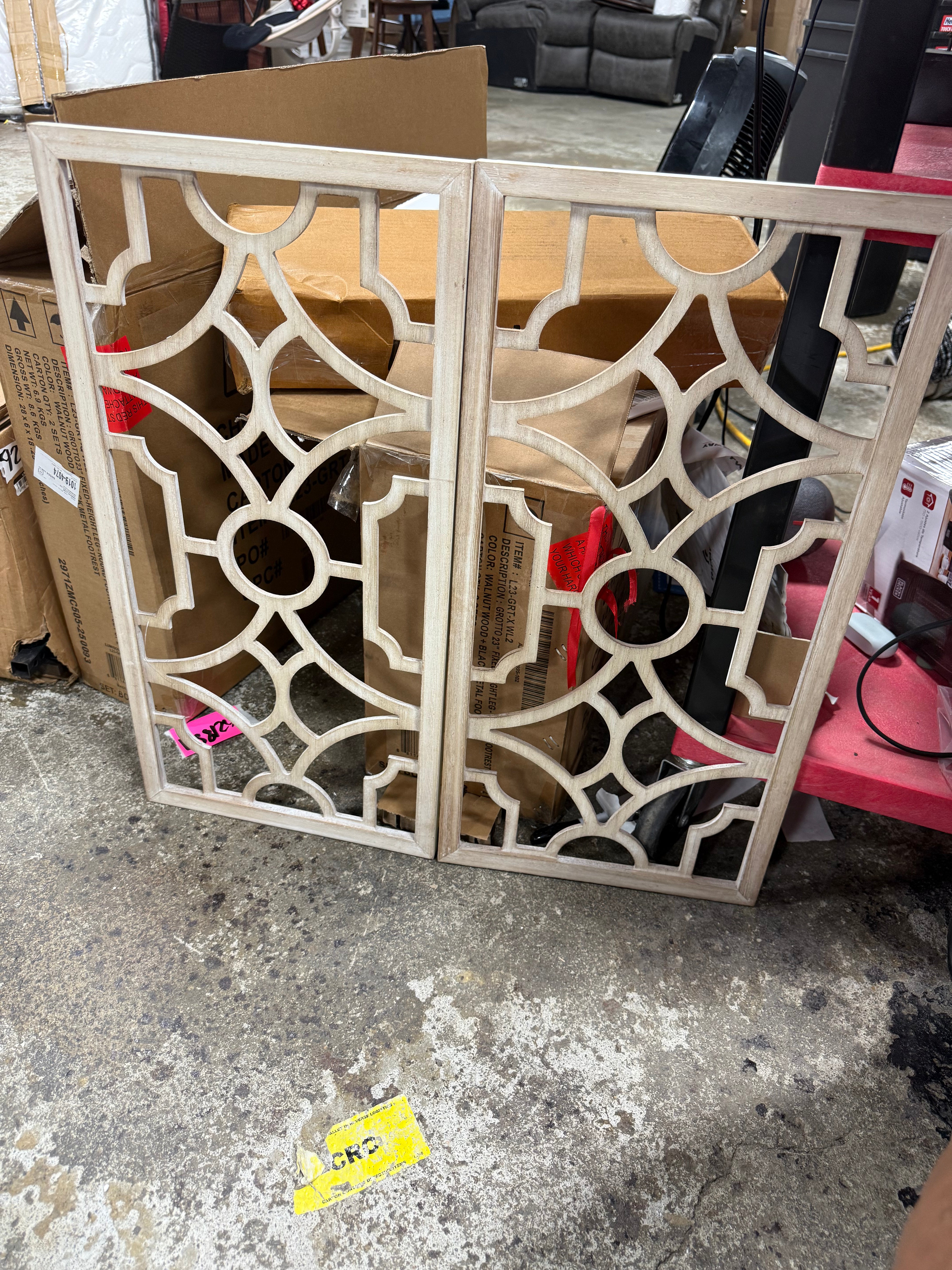 Set of 2 Wood Lattice Wall Hanging Brown - Elegant Decorative Panels