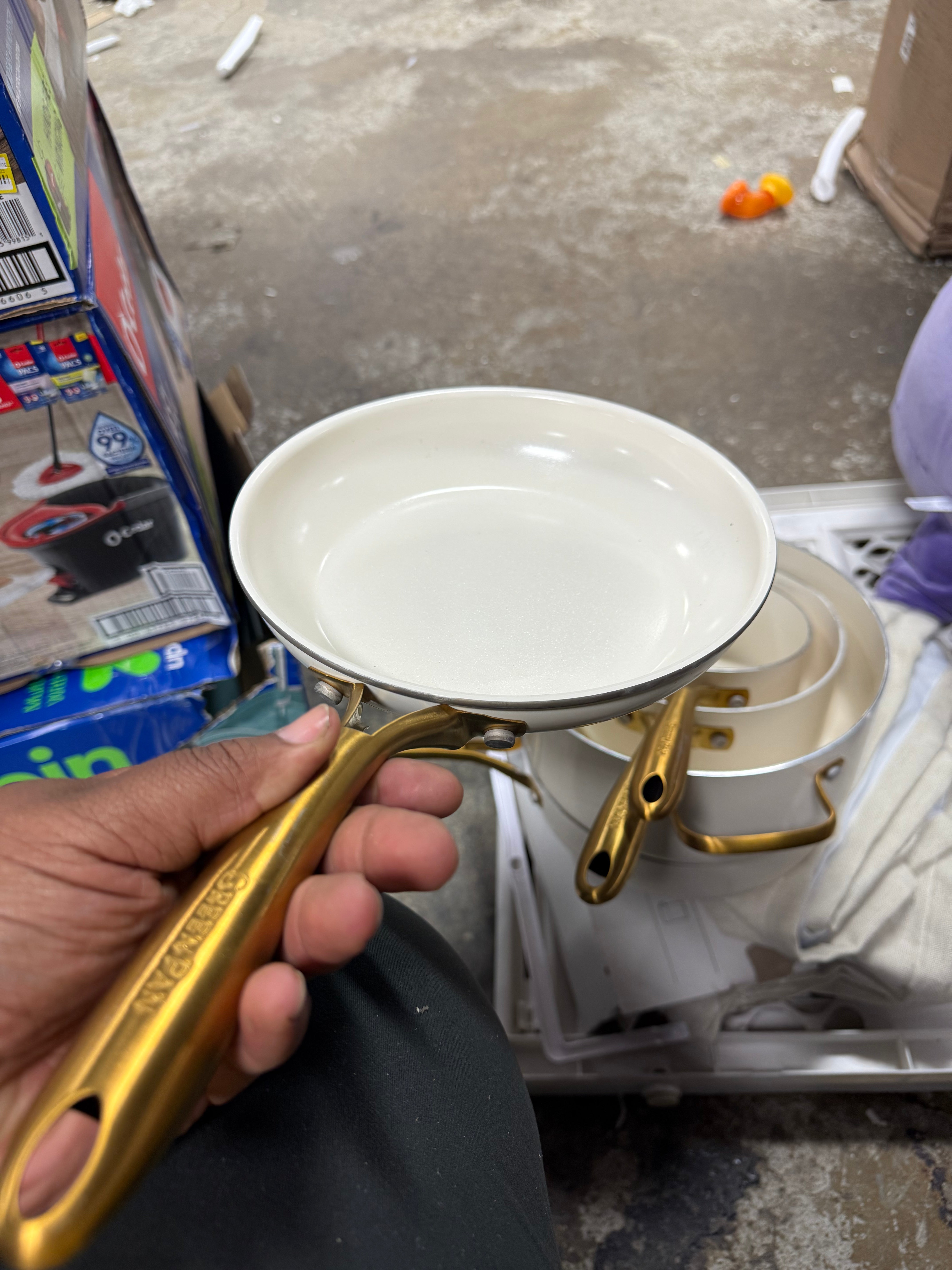 5pc Aluminum Ceramic Nonstick Cookware Set Linen