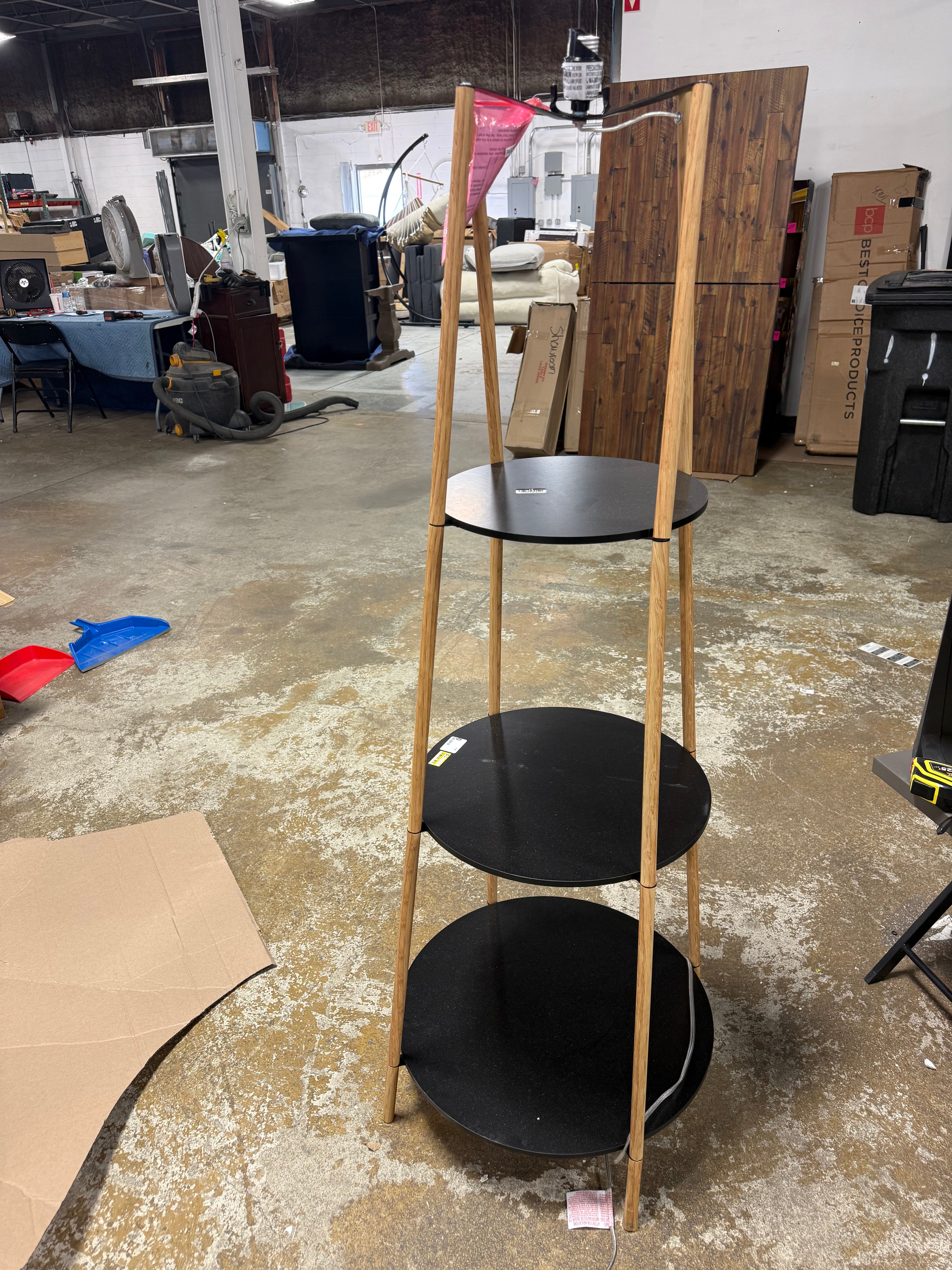 Shelf Floor Lamp Black/Natural - BASE ONLY