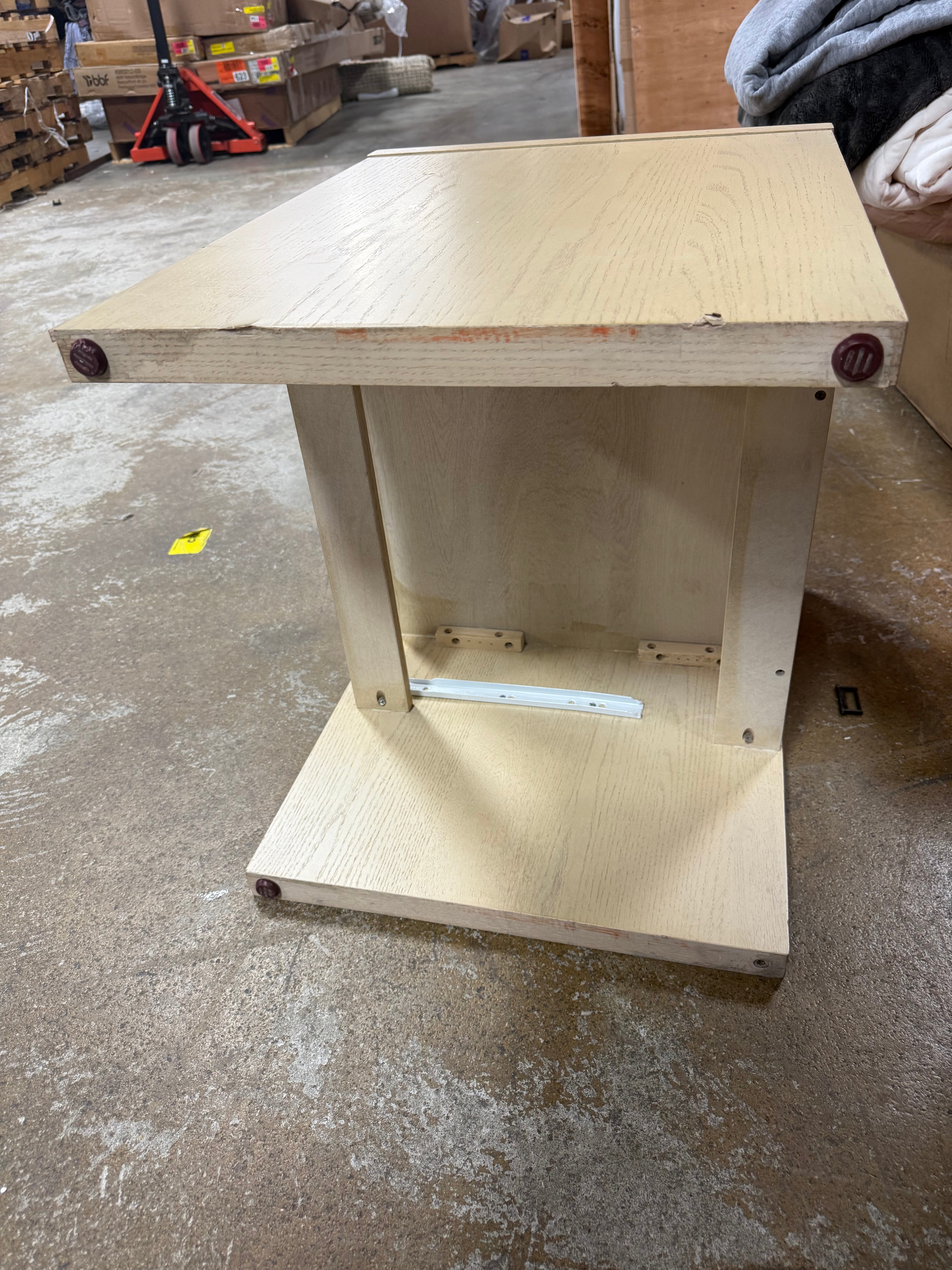 Groove Dowel Accent Table with Shelf Natural Wood