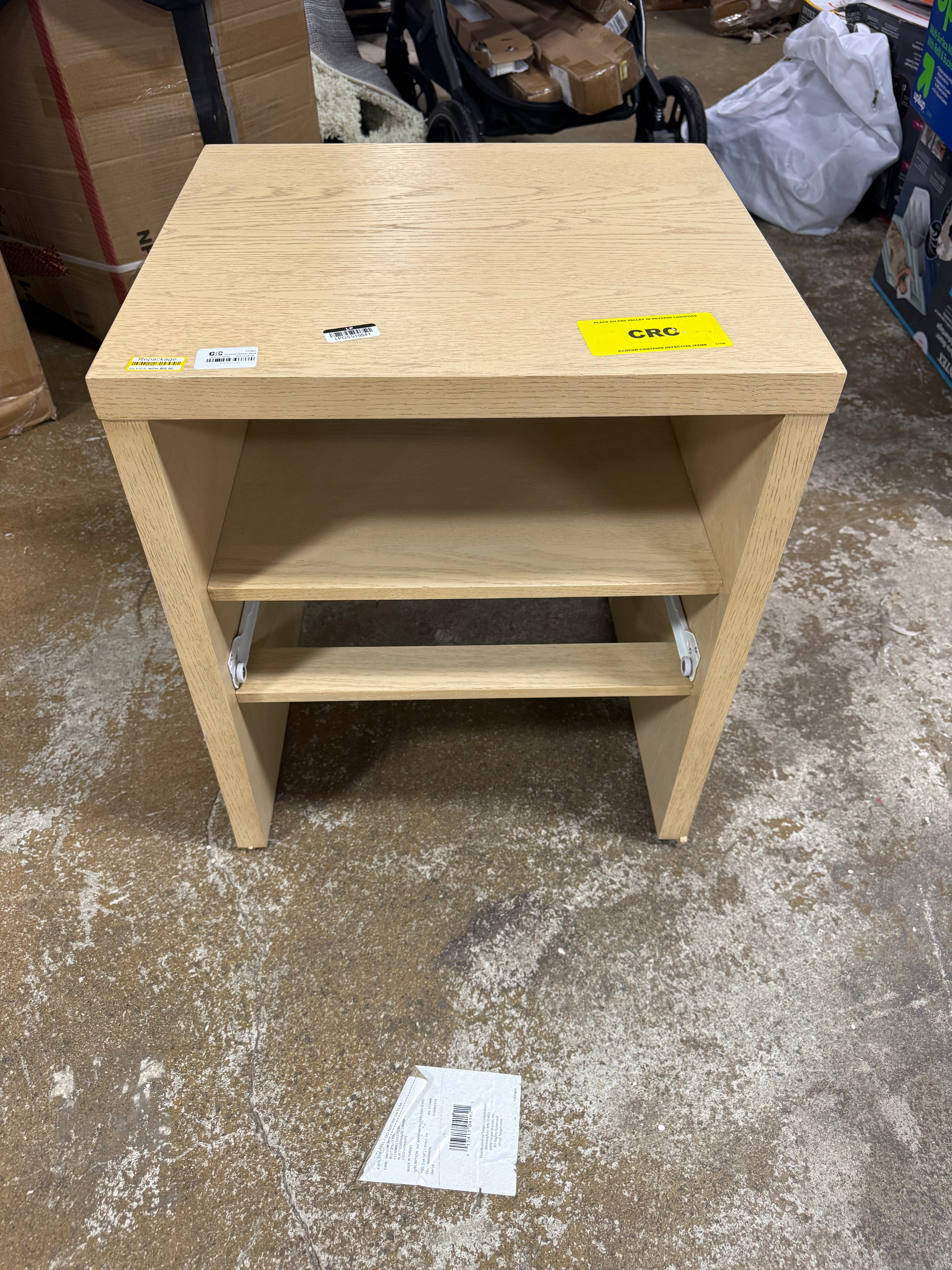 Groove Dowel Accent Table with Shelf Natural Wood