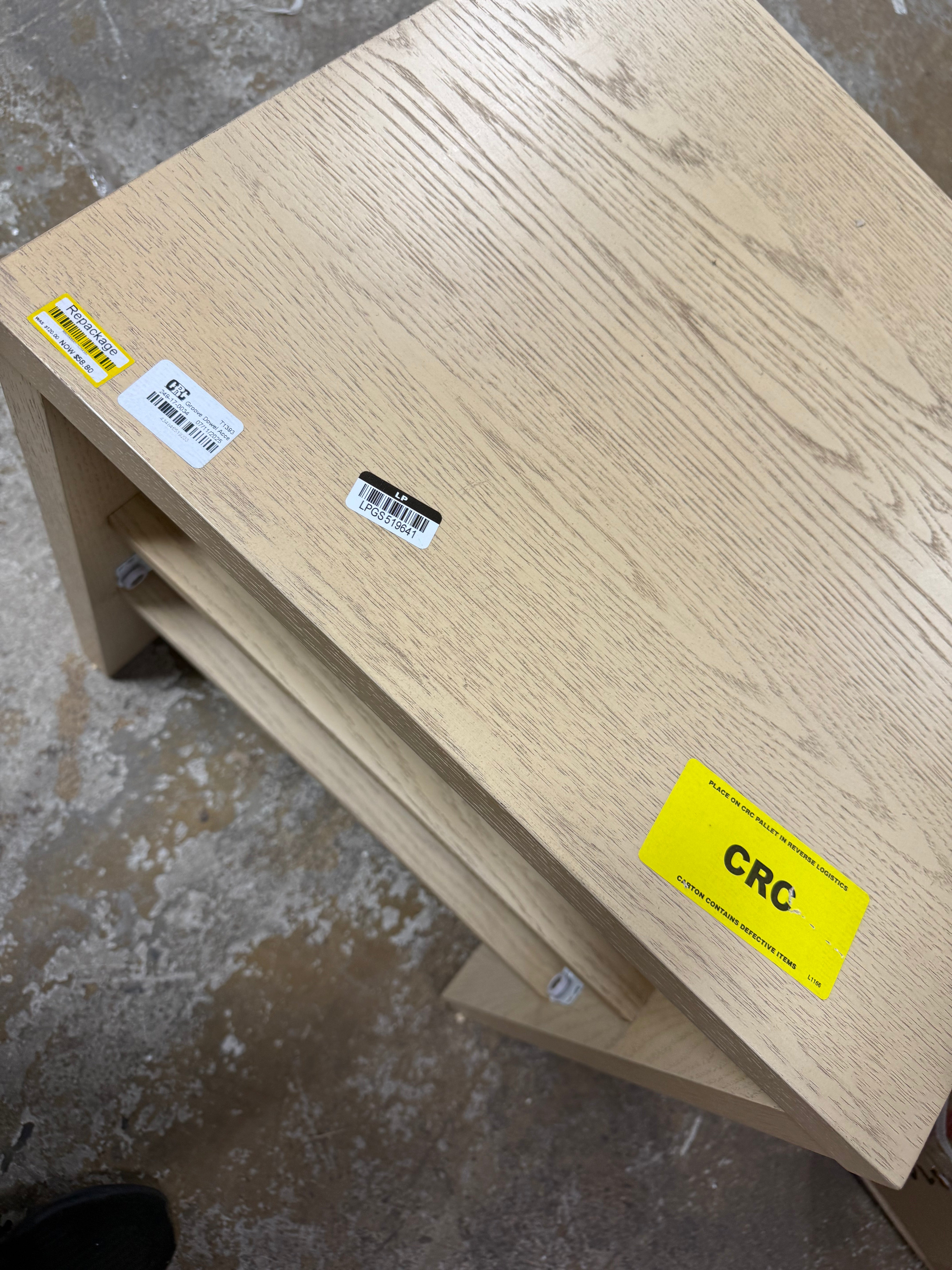 Groove Dowel Accent Table with Shelf Natural Wood