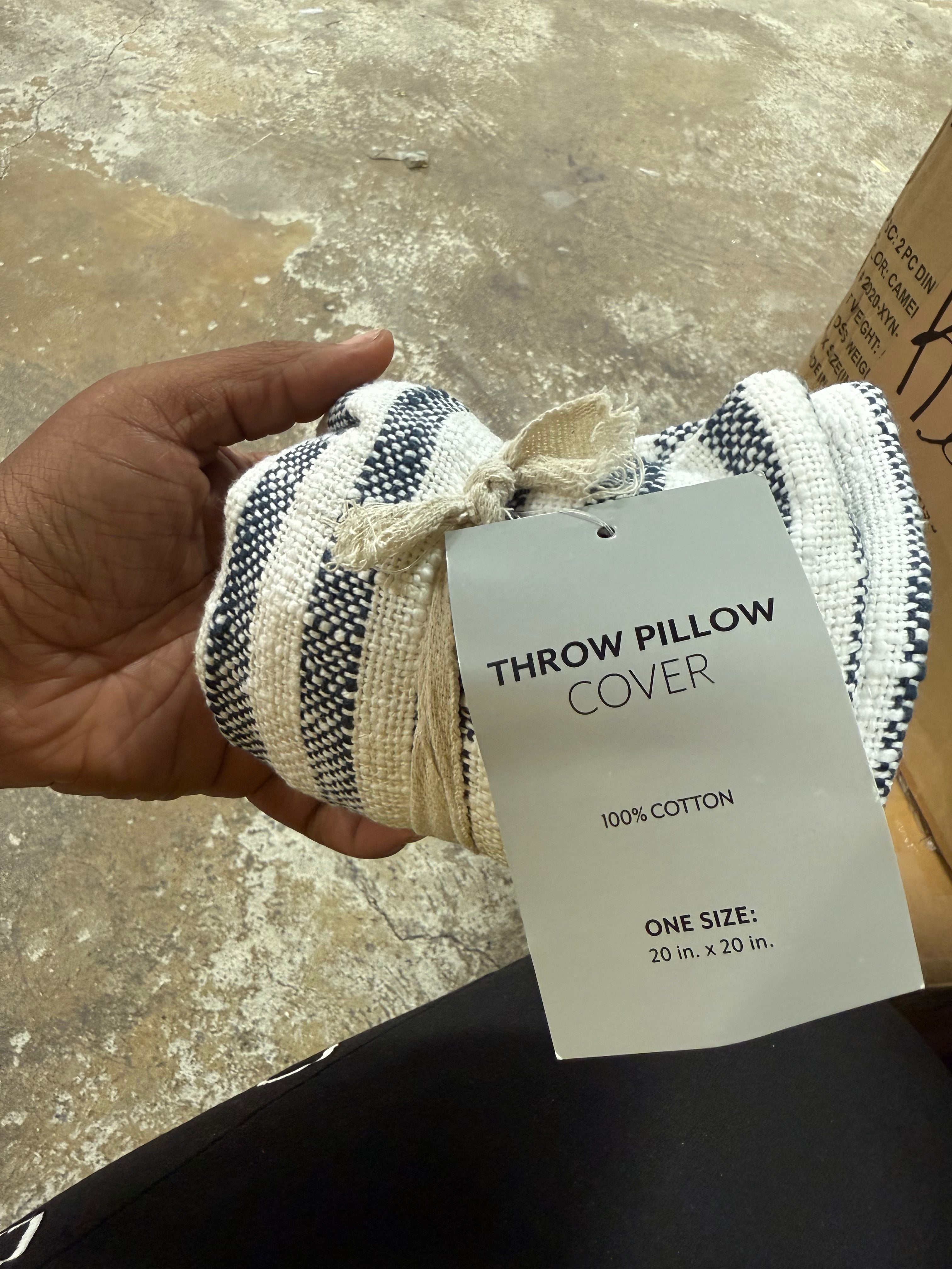 Whitewashed and Distressed Cotton Decor Throw Pillow