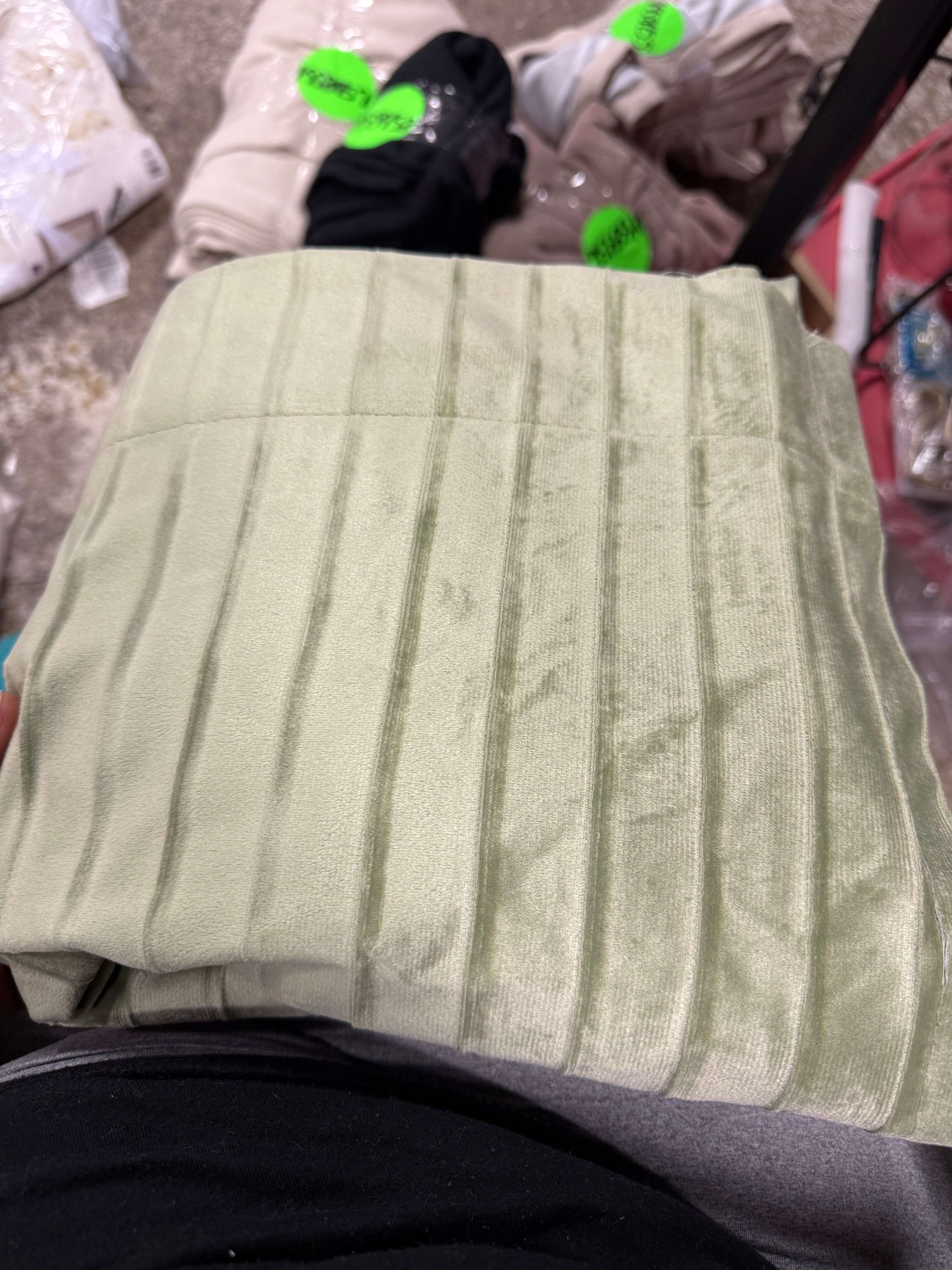 Cascade Pleated Velvet Blackout Grommet Curtain Panel Sage Green