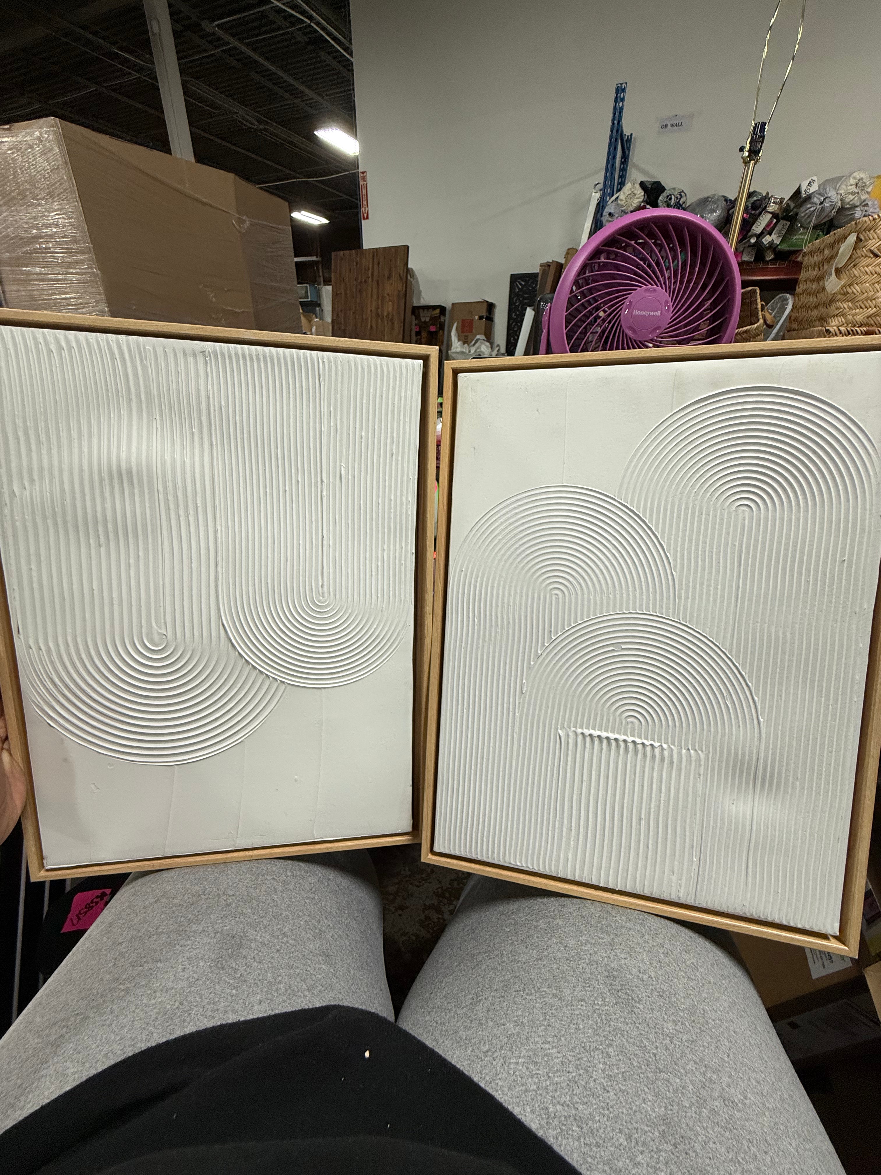 (Set of 2)  Rainbow Arches Framed Embellished Canvas Set