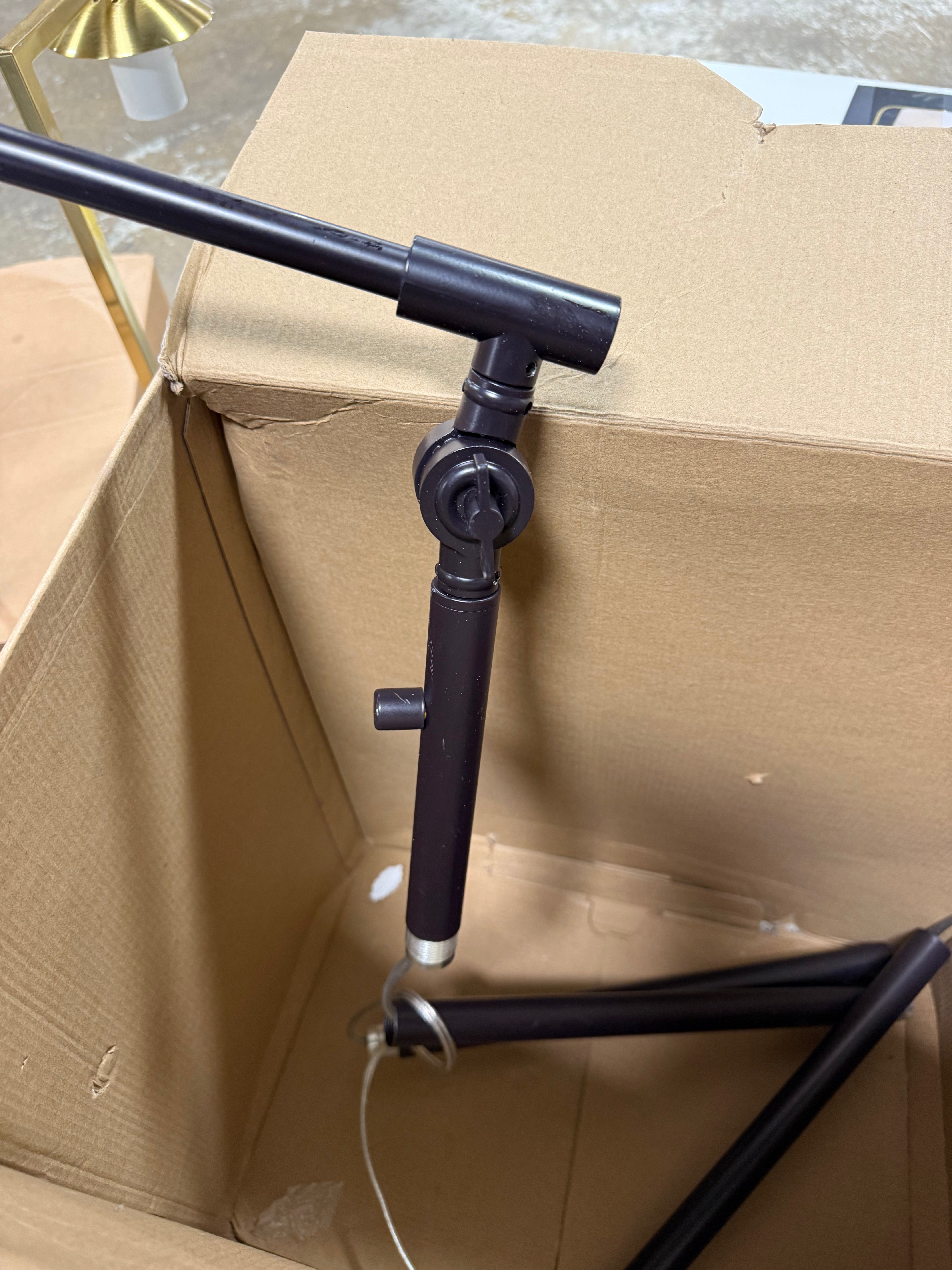 Cantilever Drop Pendant Swing Arm Floor Lamp Brown