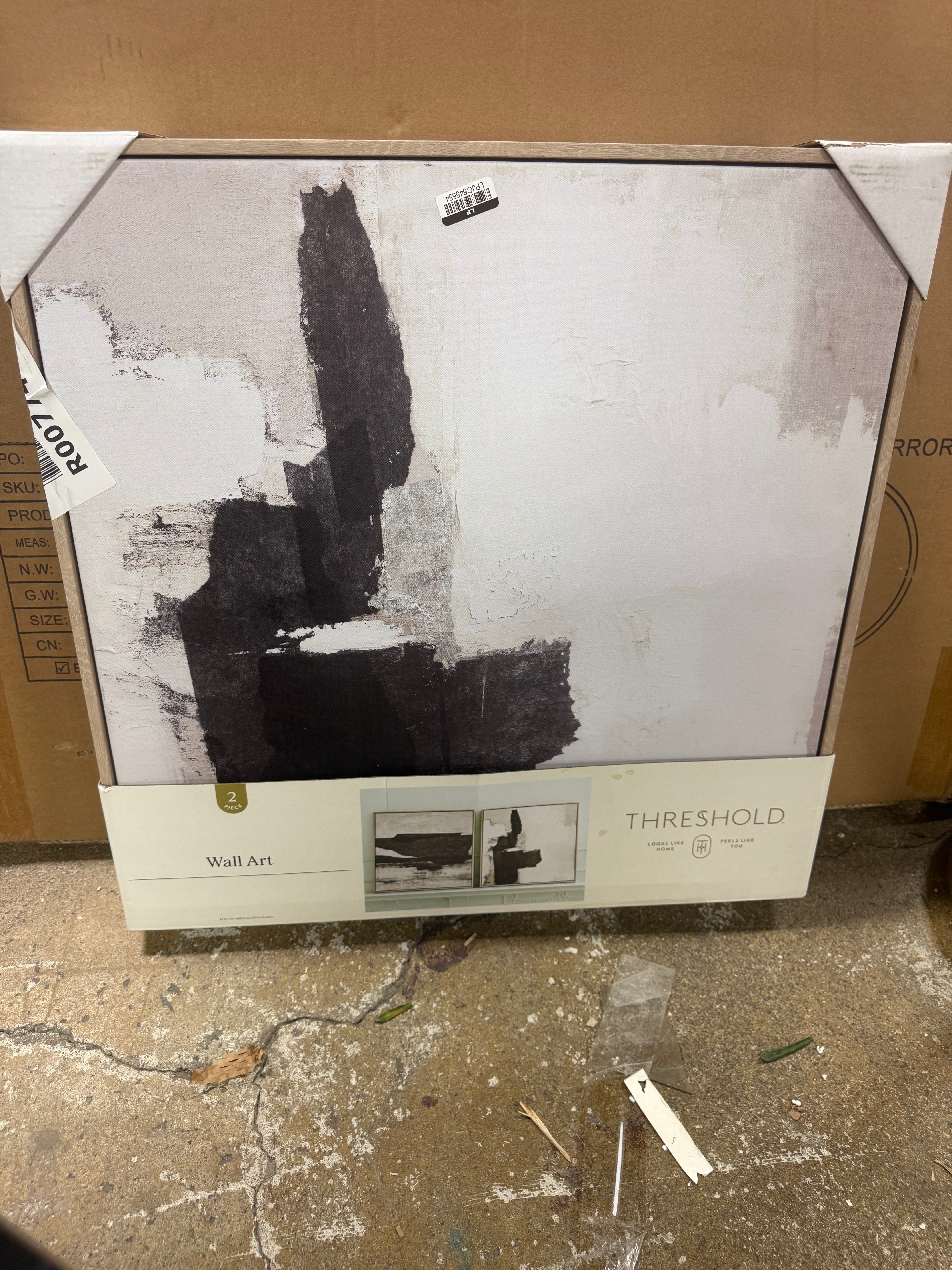 (Set of 2) Framed Canvas Black