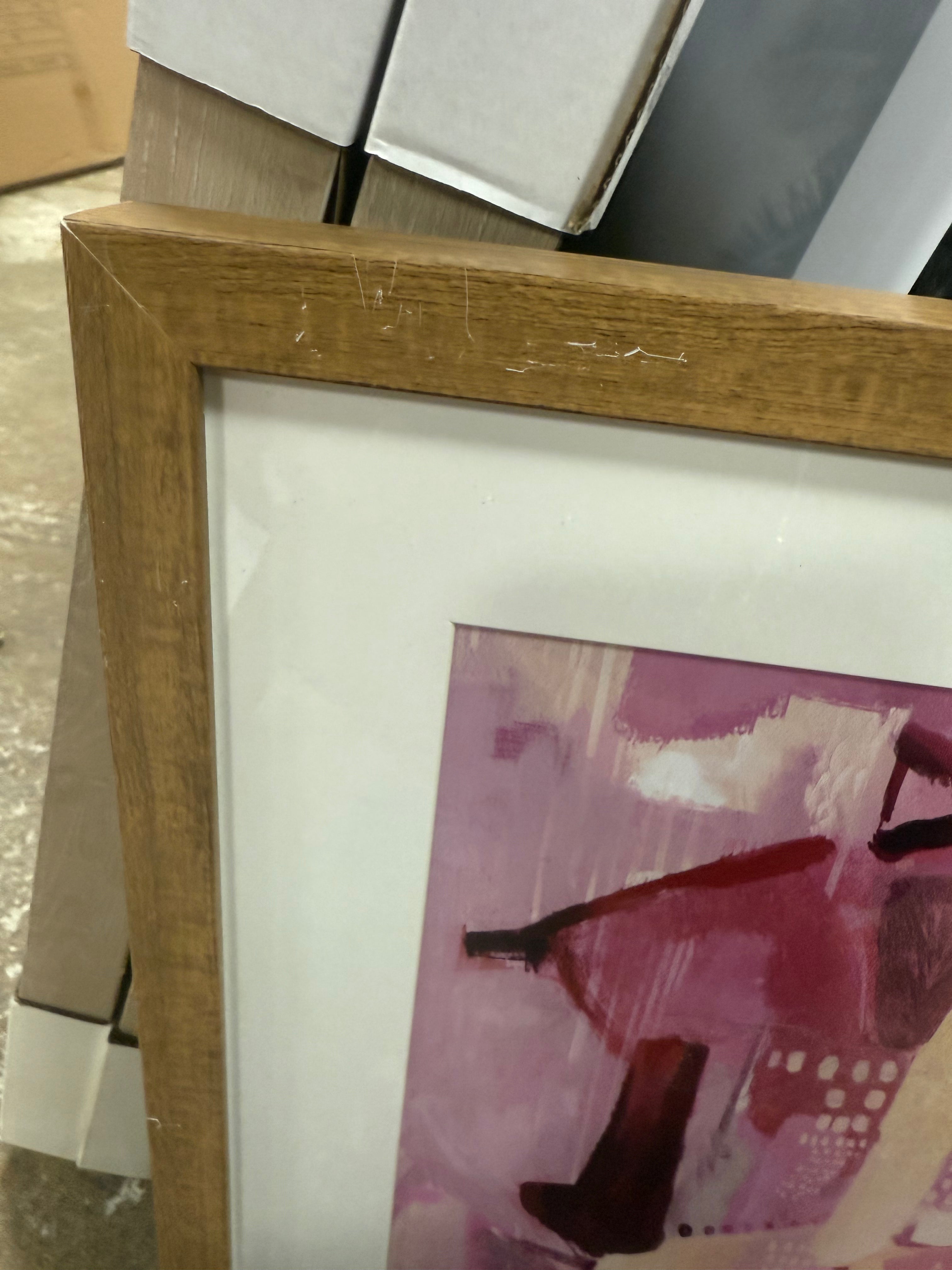 (Set of 2) Painterly Collage Framed Under Glass Wall Art Prints