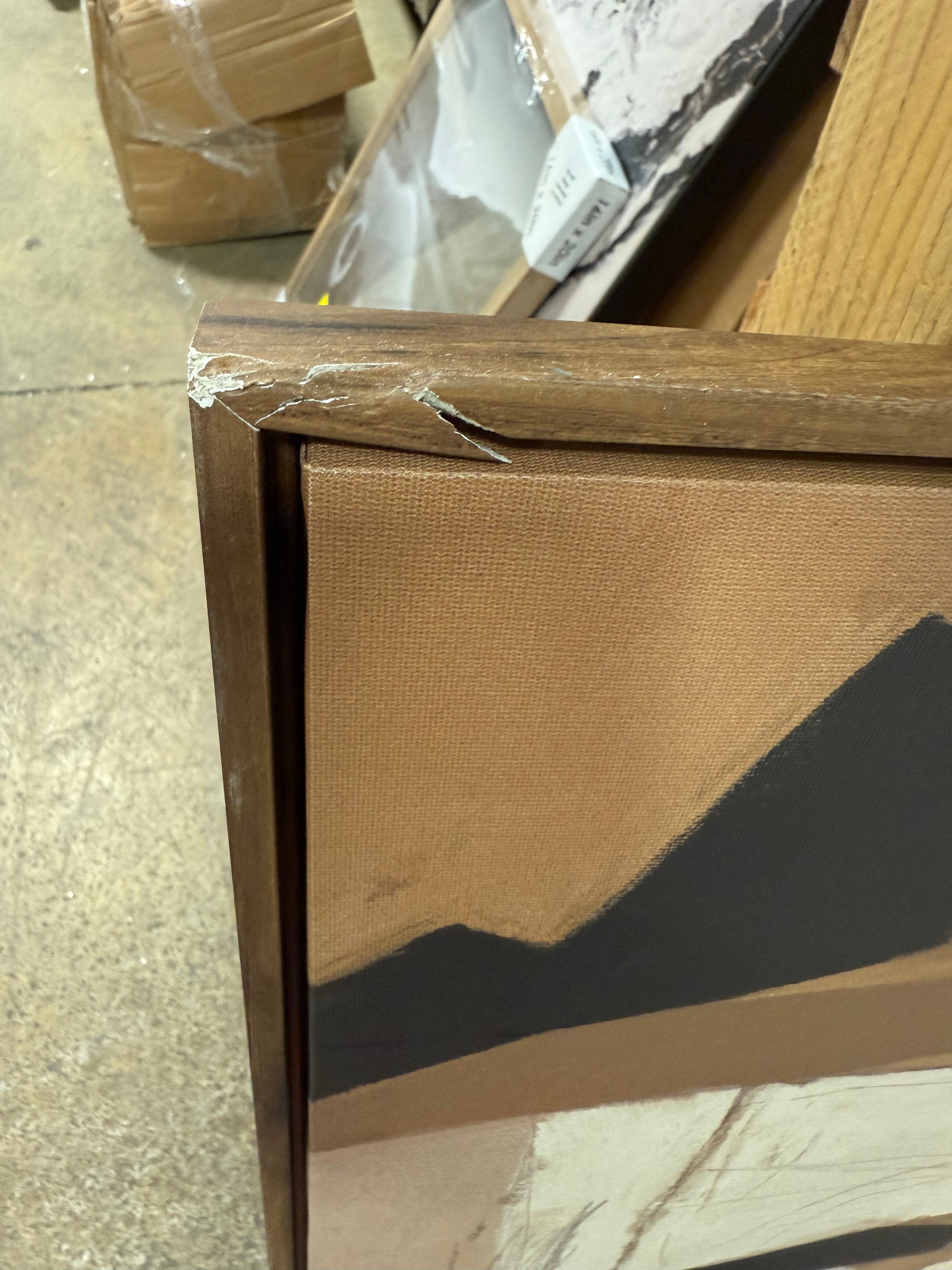 (Set of 2) Earth Abstract Framed Canvases Brown