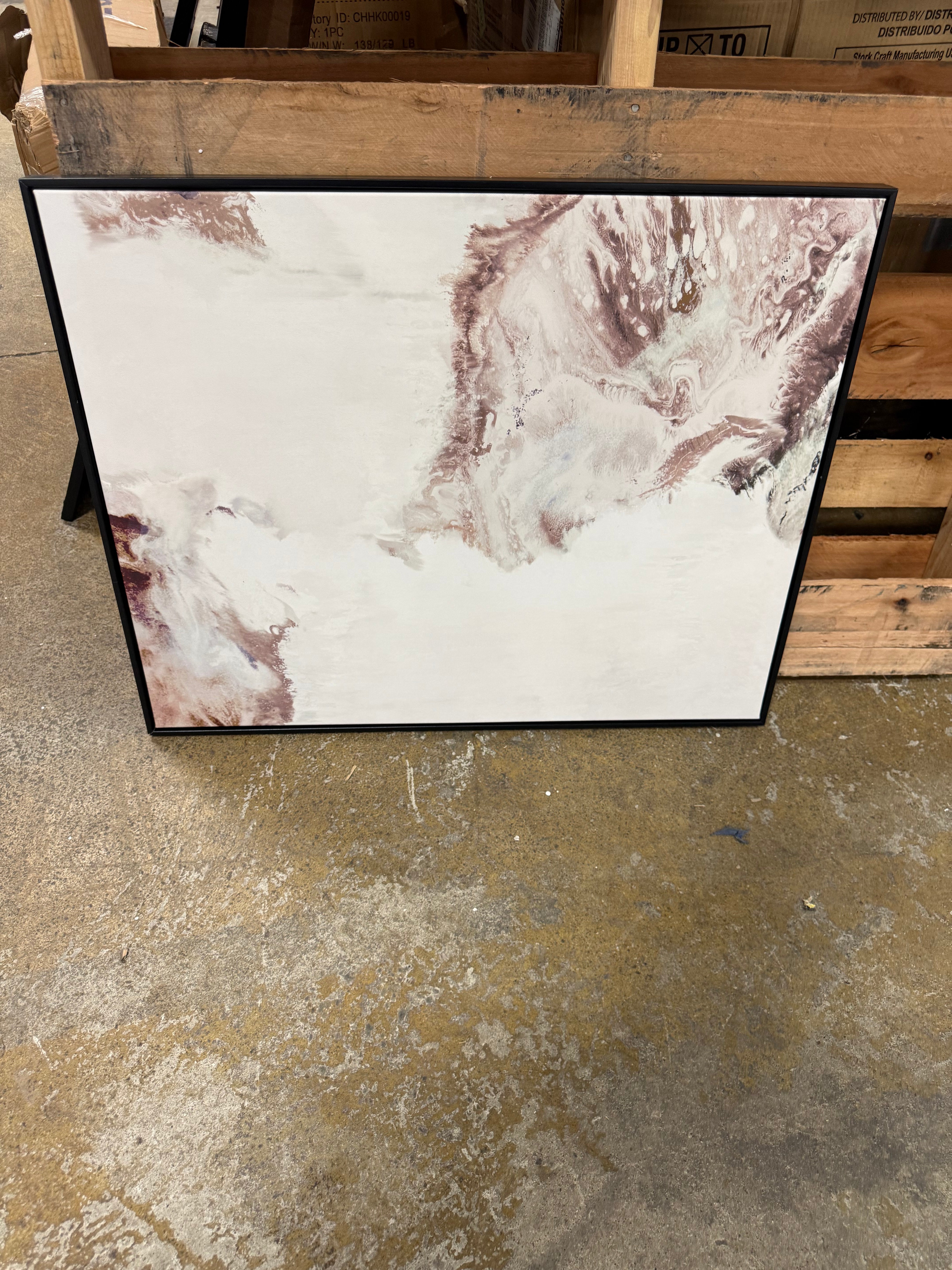 1pk Marble Framed Printed Canvases Black/Tan