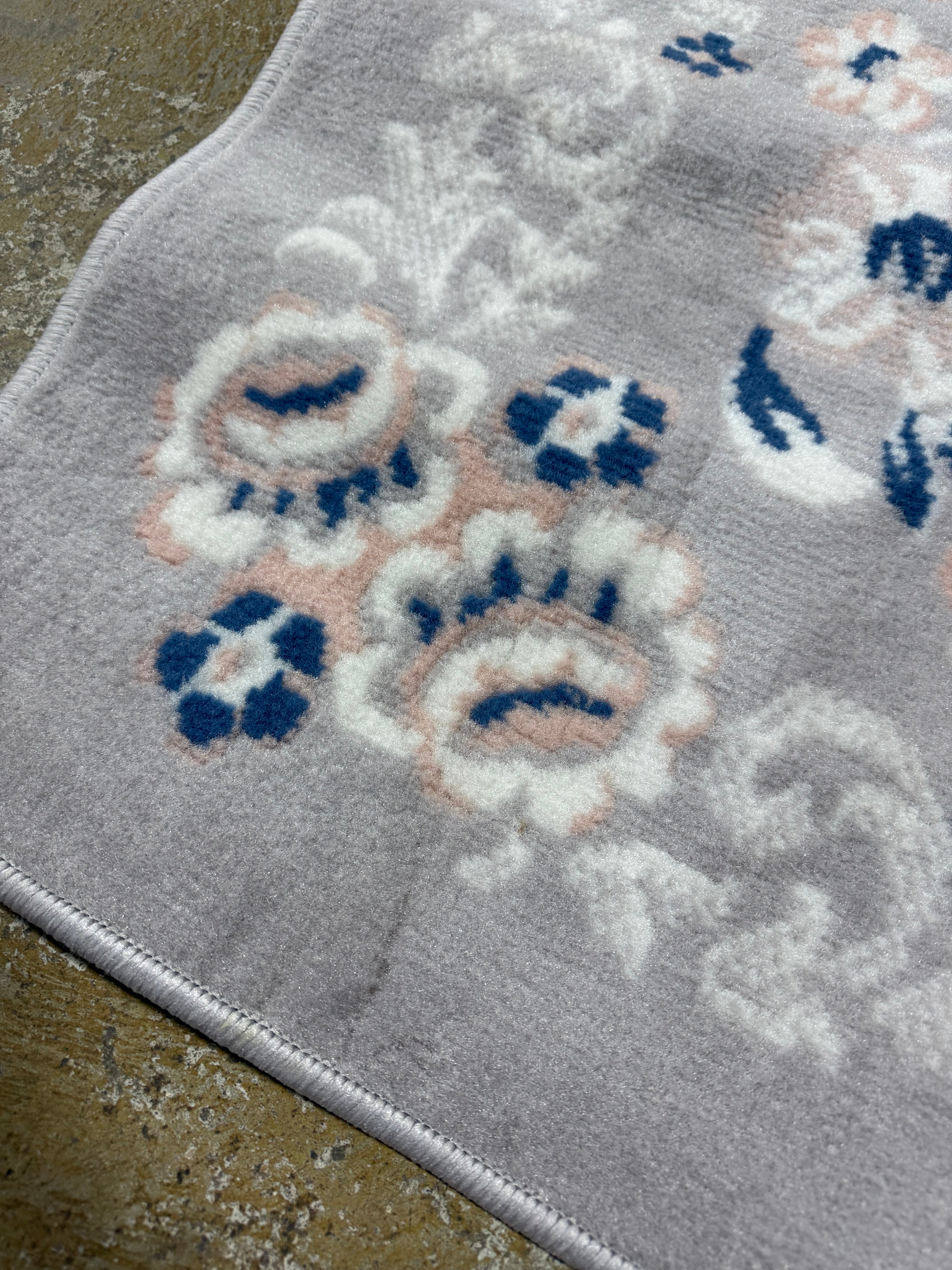 4'x6' Floral Woven Rug Gray