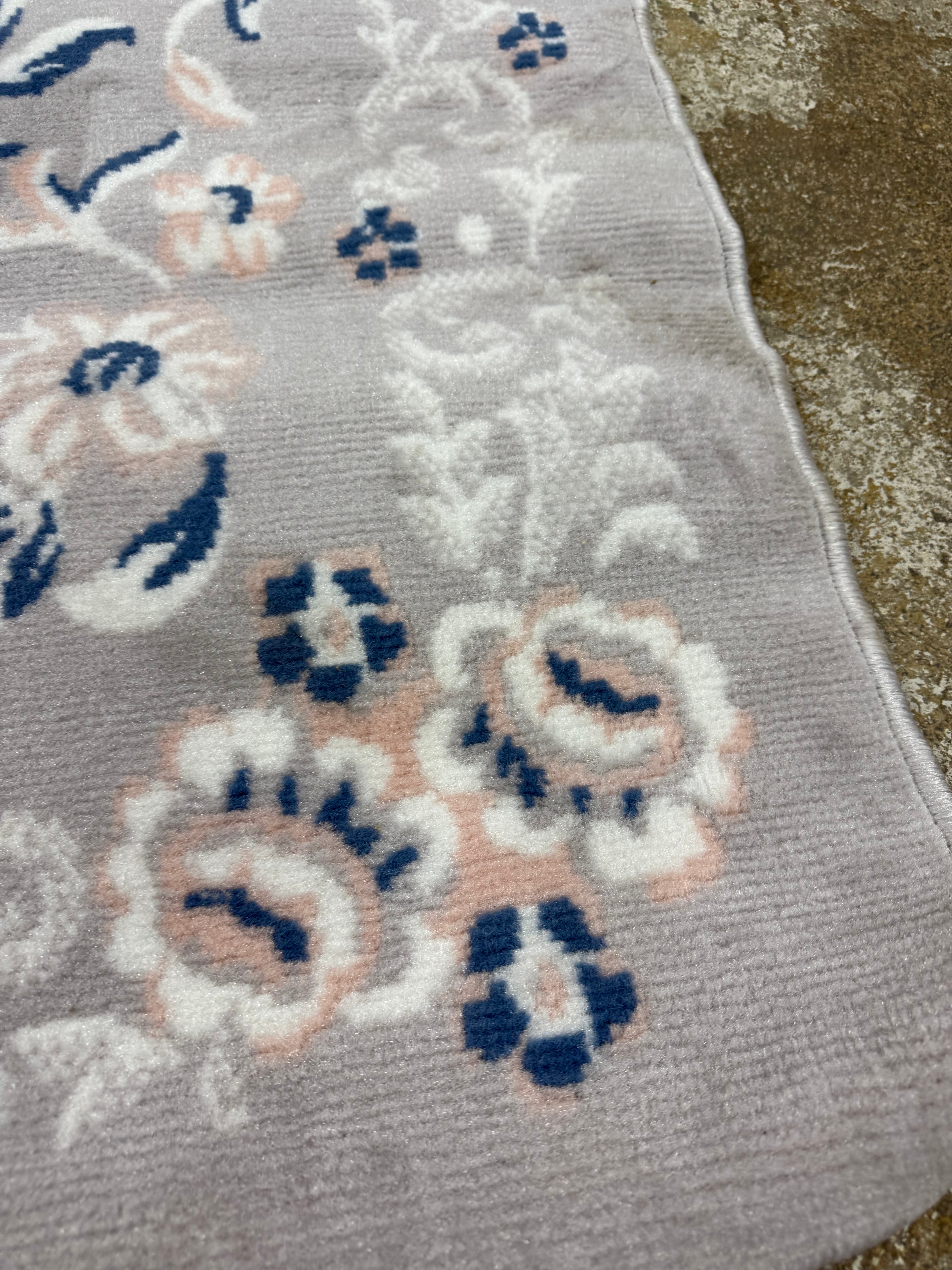 4'x6' Floral Woven Rug Gray