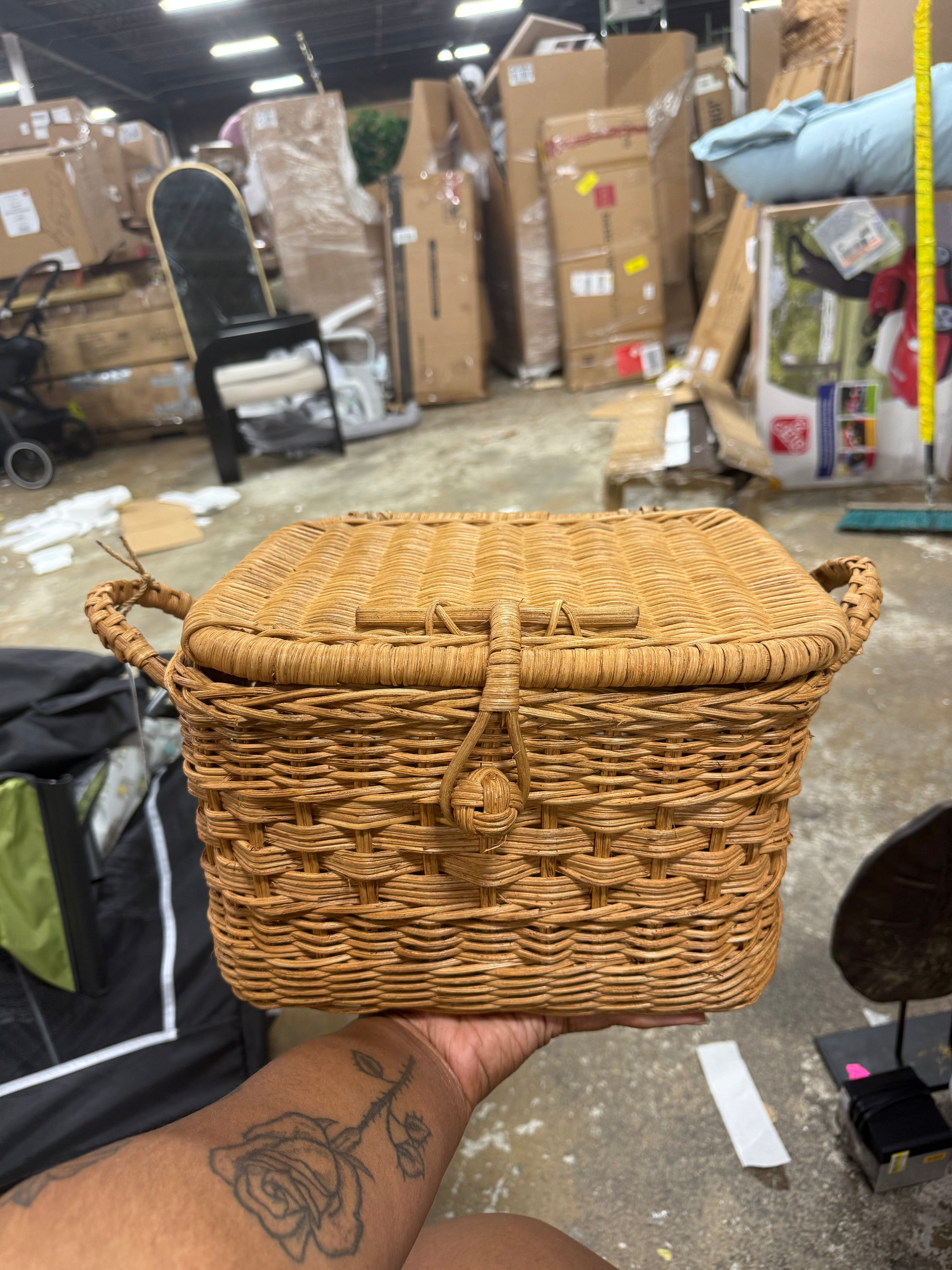 Lidded Rattan Basket