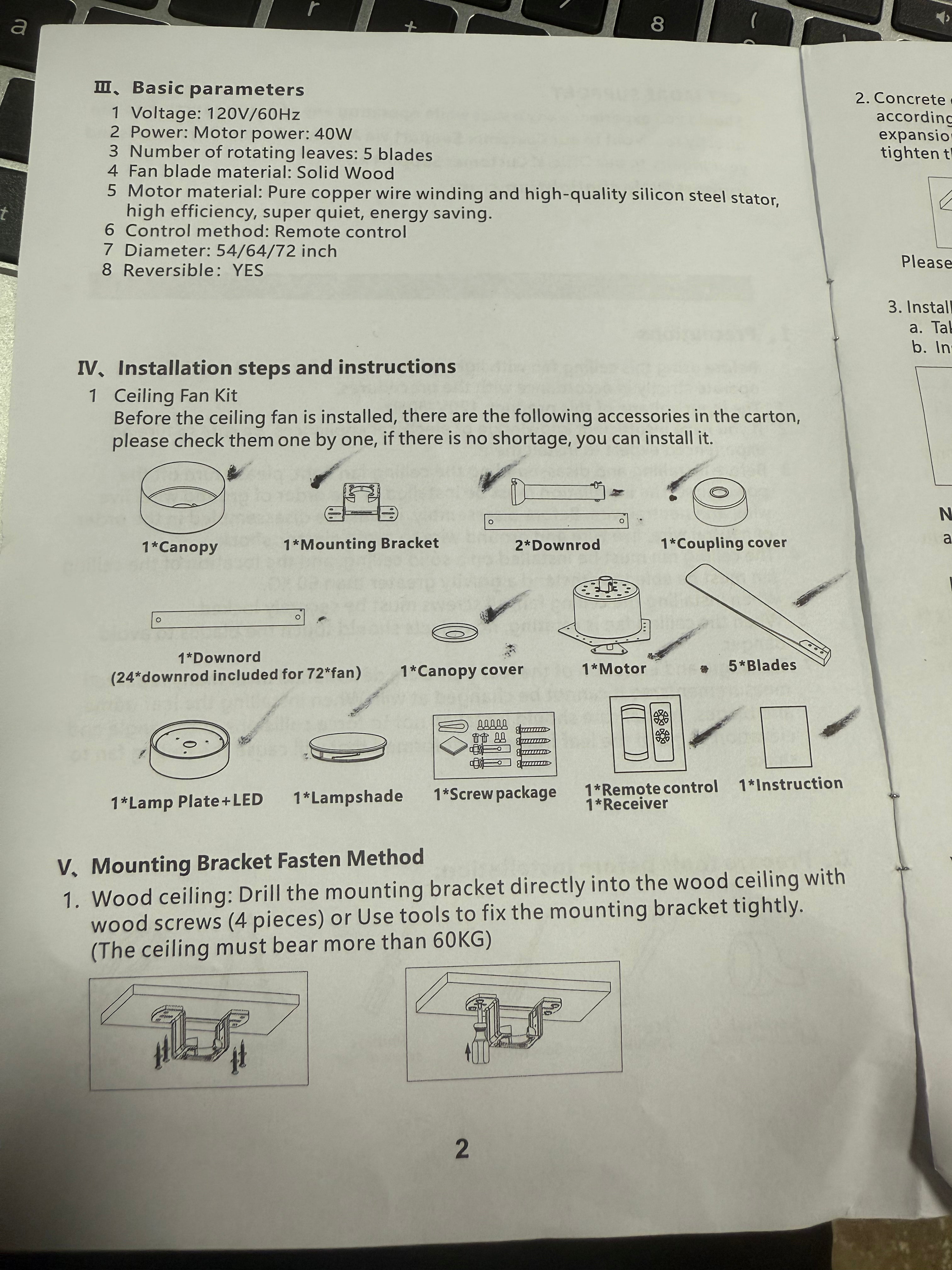DC Indoor Ceiling Fan with Integrated LED and Remote Control