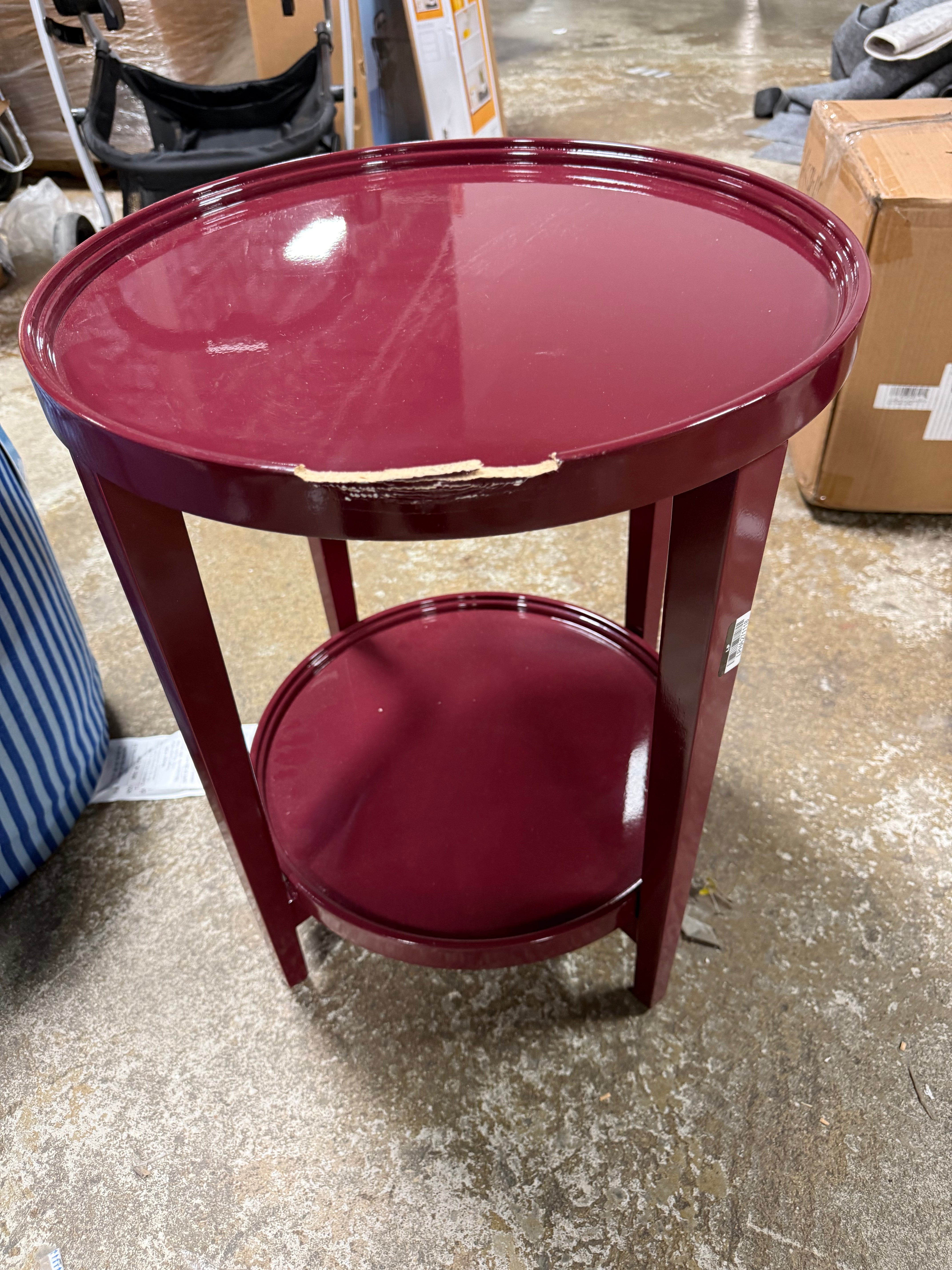 Accent Table Wood Round Lacquer Finish