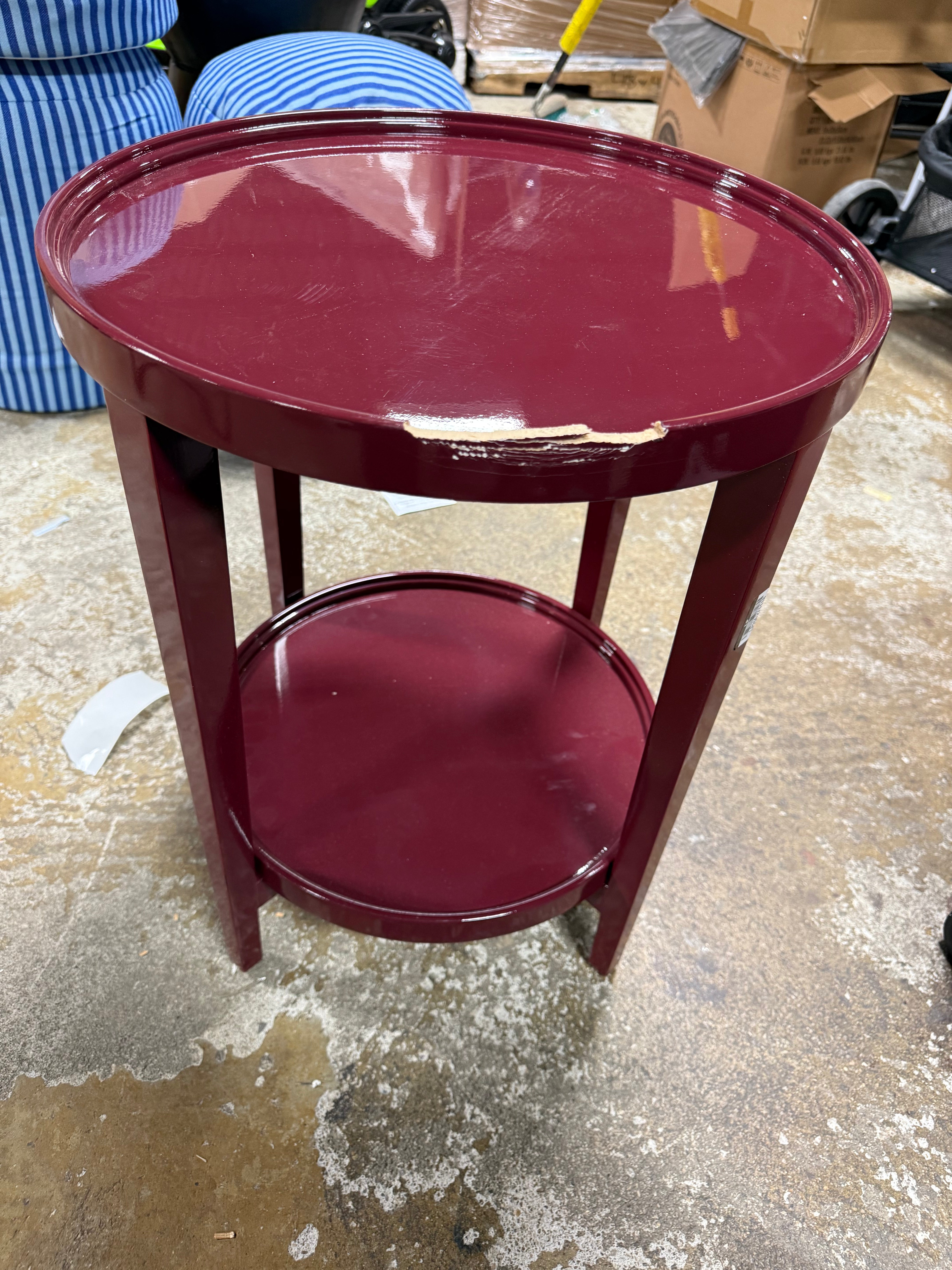 Accent Table Wood Round Lacquer Finish