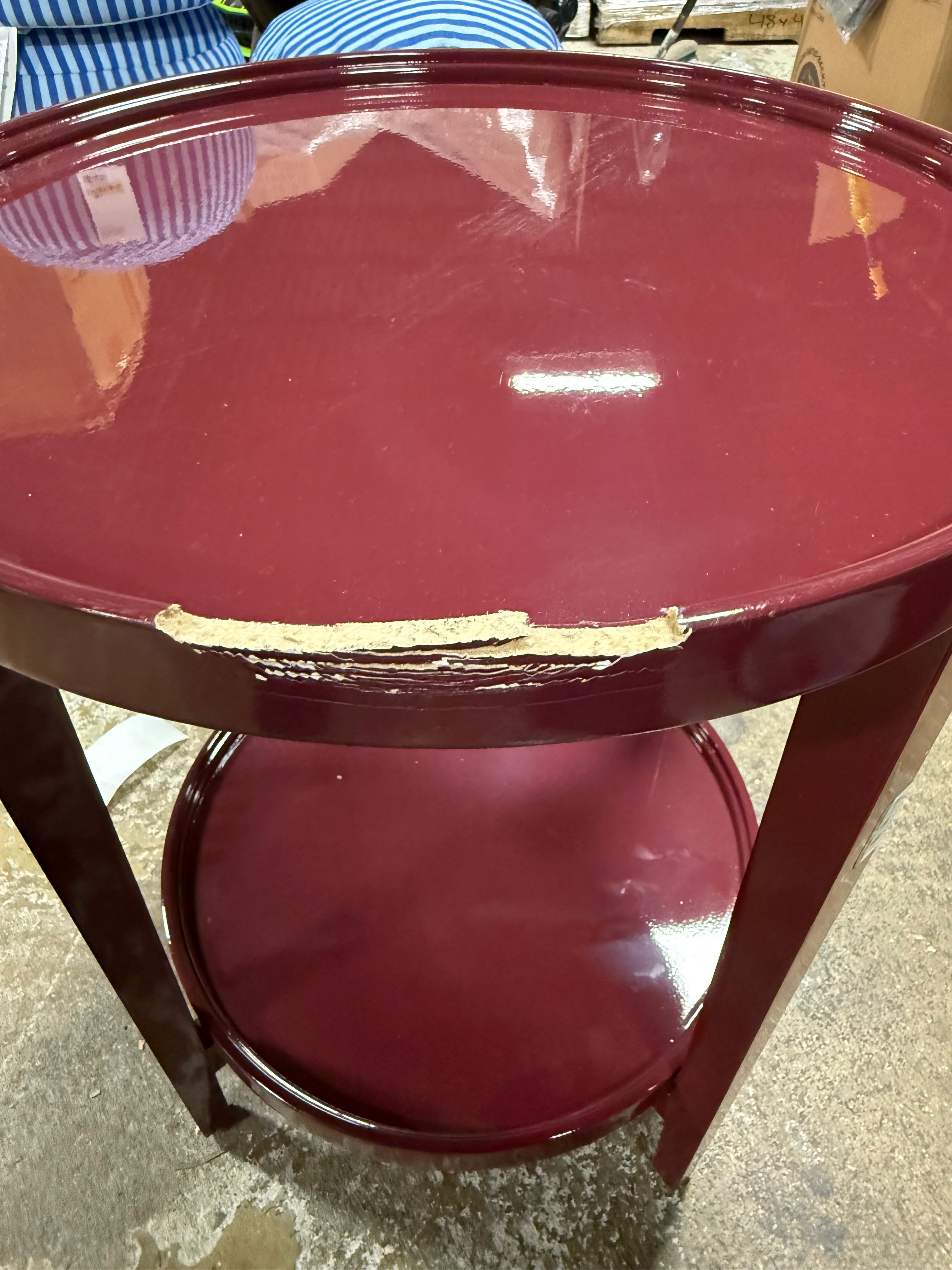 Accent Table Wood Round Lacquer Finish