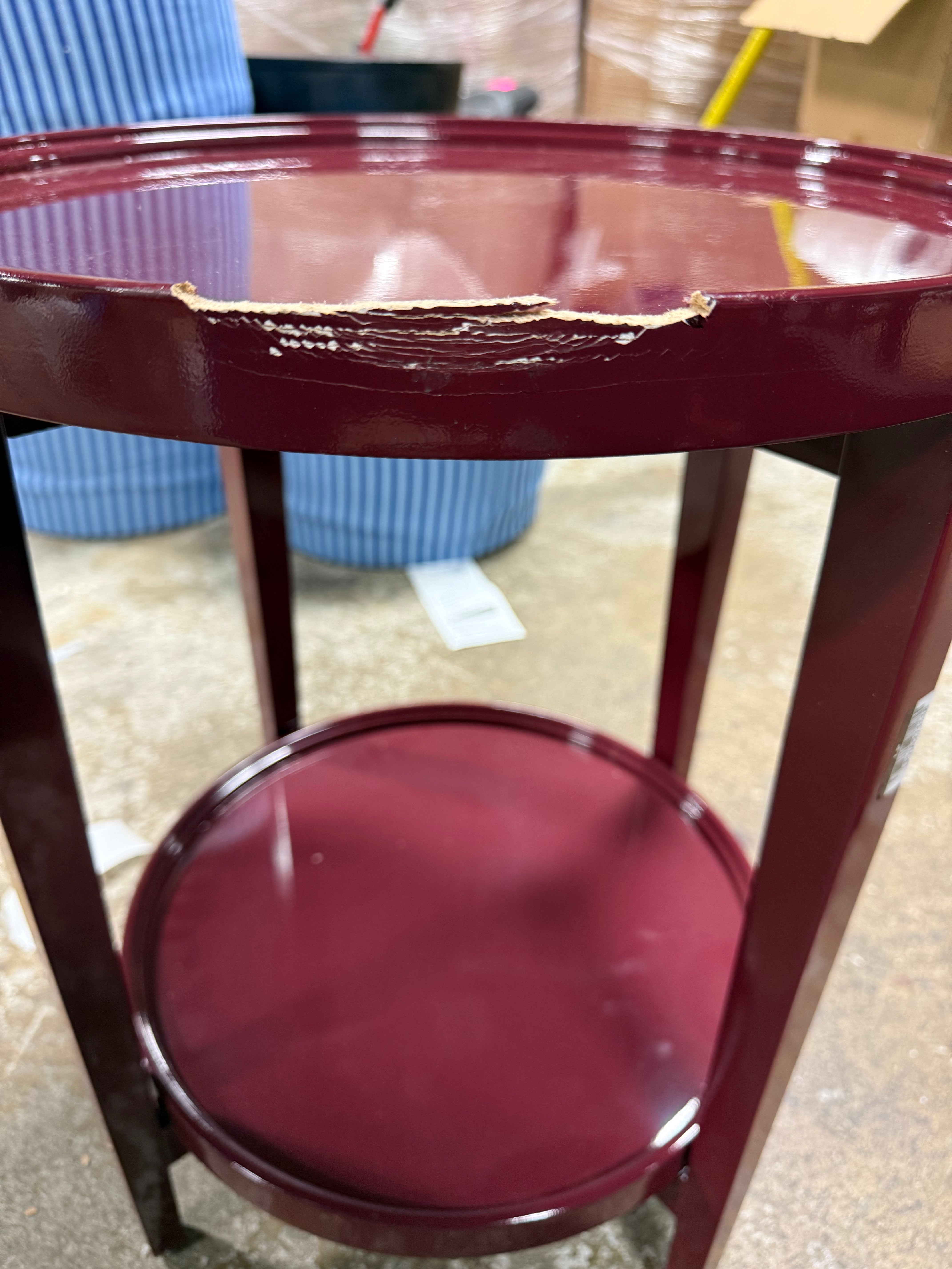 Accent Table Wood Round Lacquer Finish
