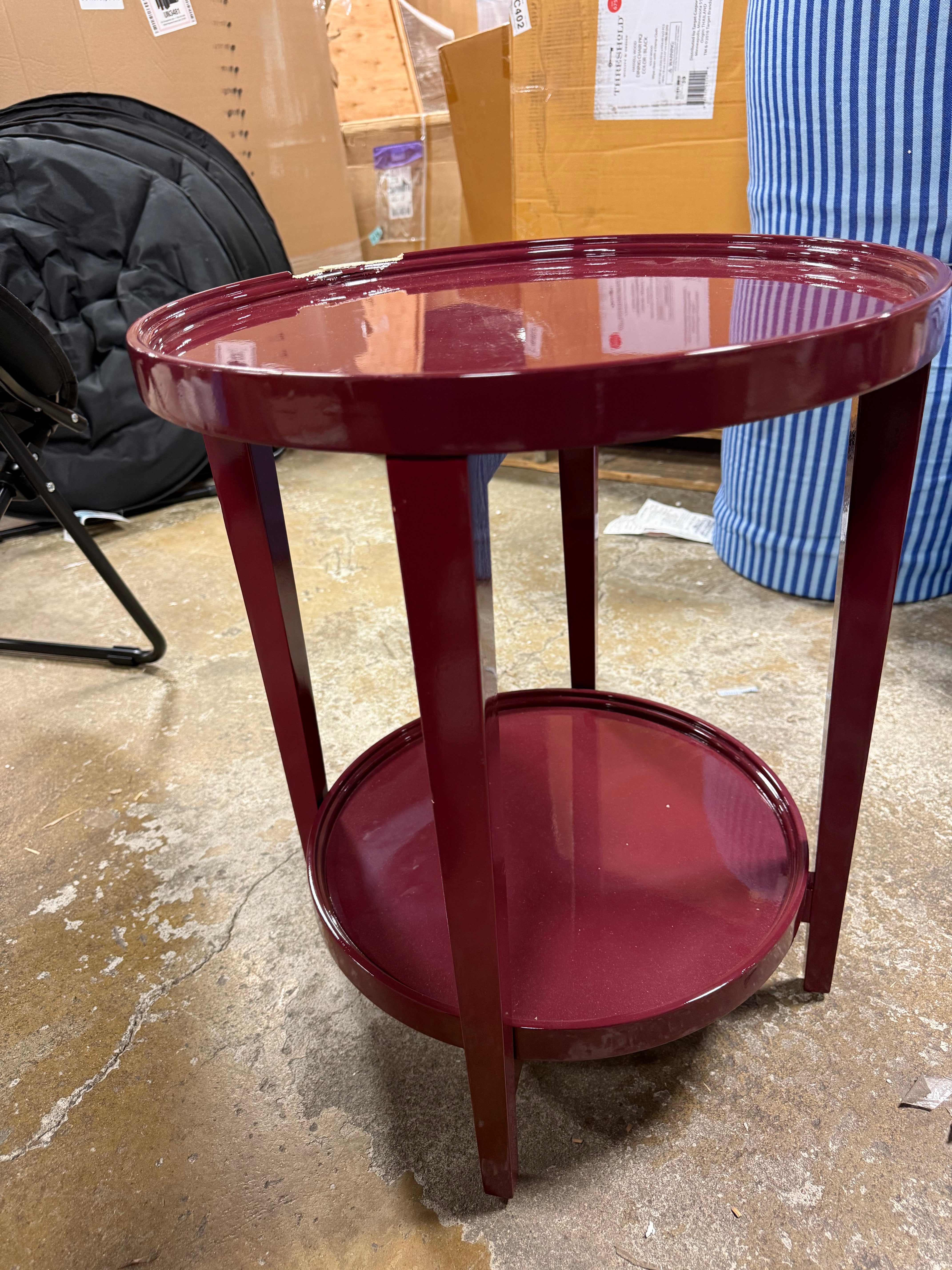 Accent Table Wood Round Lacquer Finish