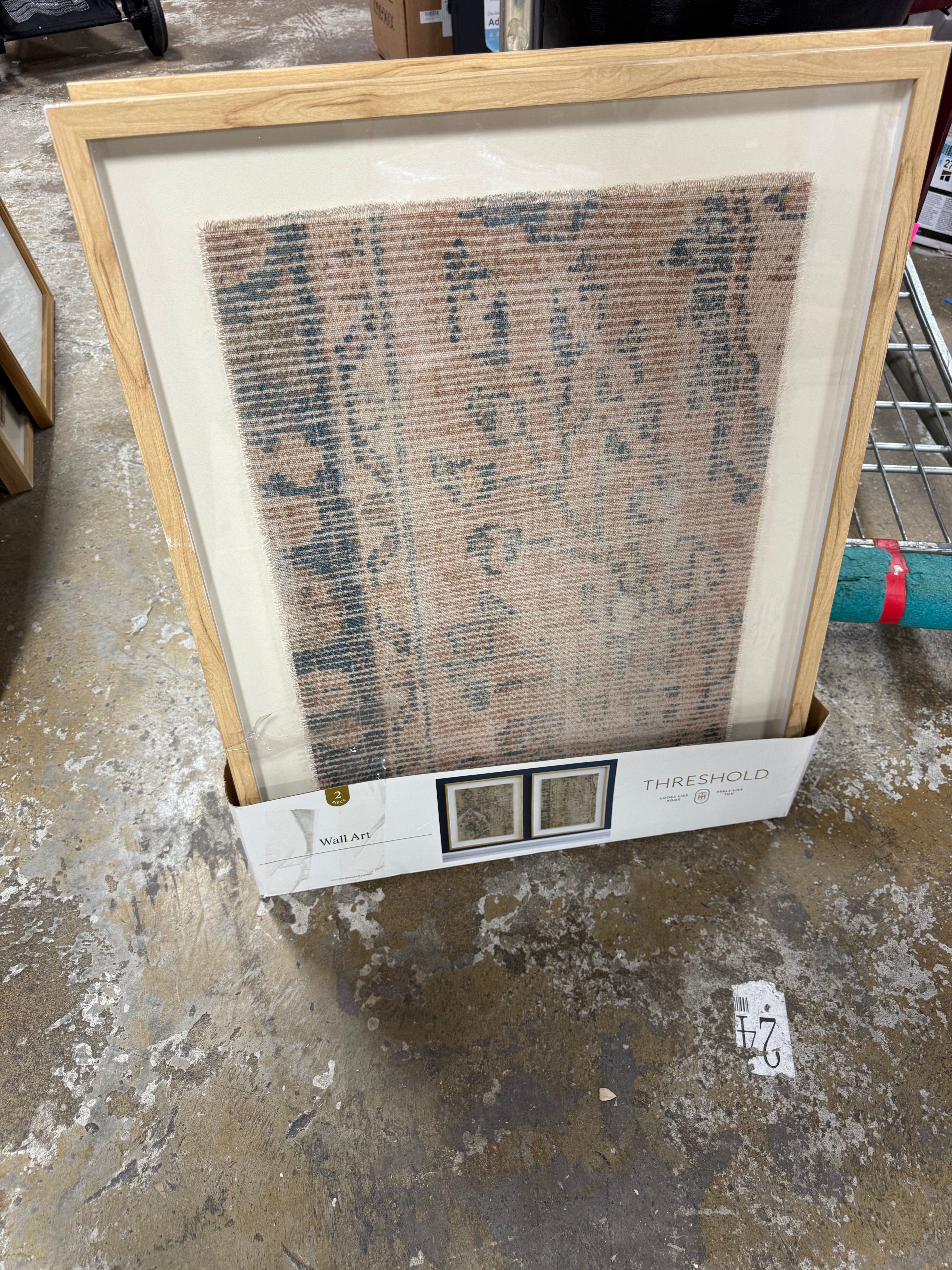 (Set of 2) Textured Fabric Framed Wall Art