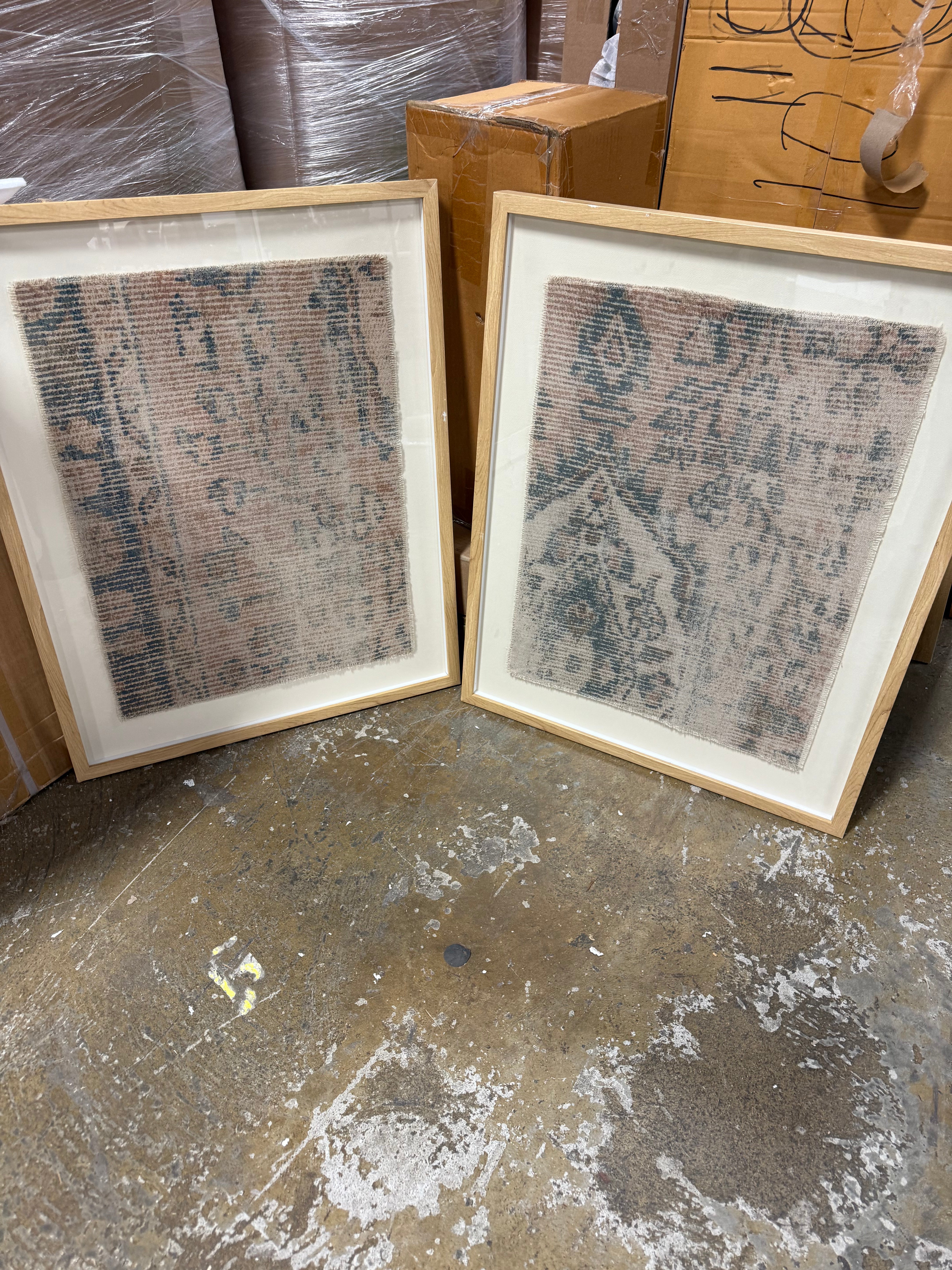 (Set of 2) Textured Fabric Framed Wall Art