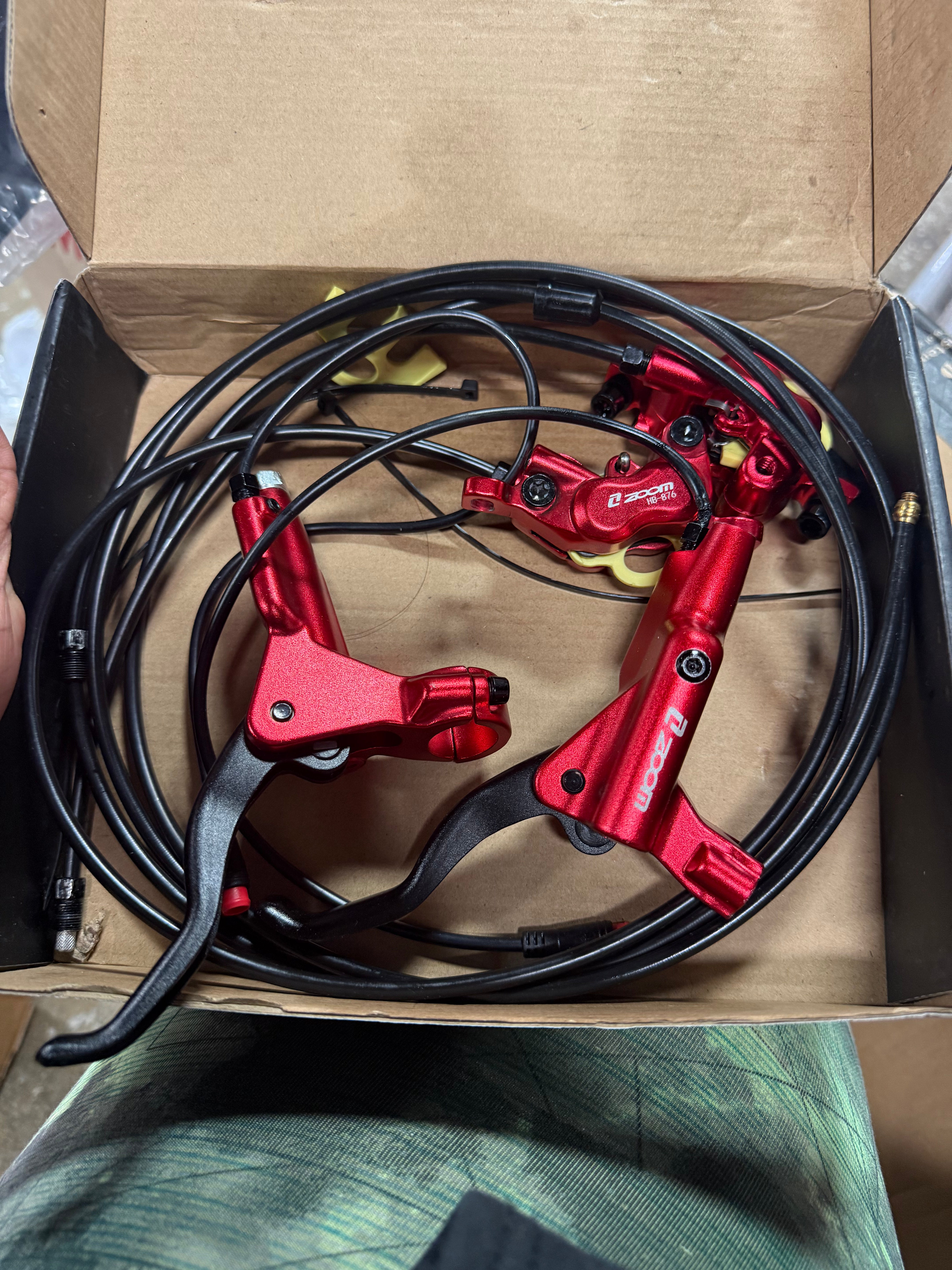 E-Bike Red Hydraulic Disc Brake 4-Piston Caliper w/Power-Off MTB