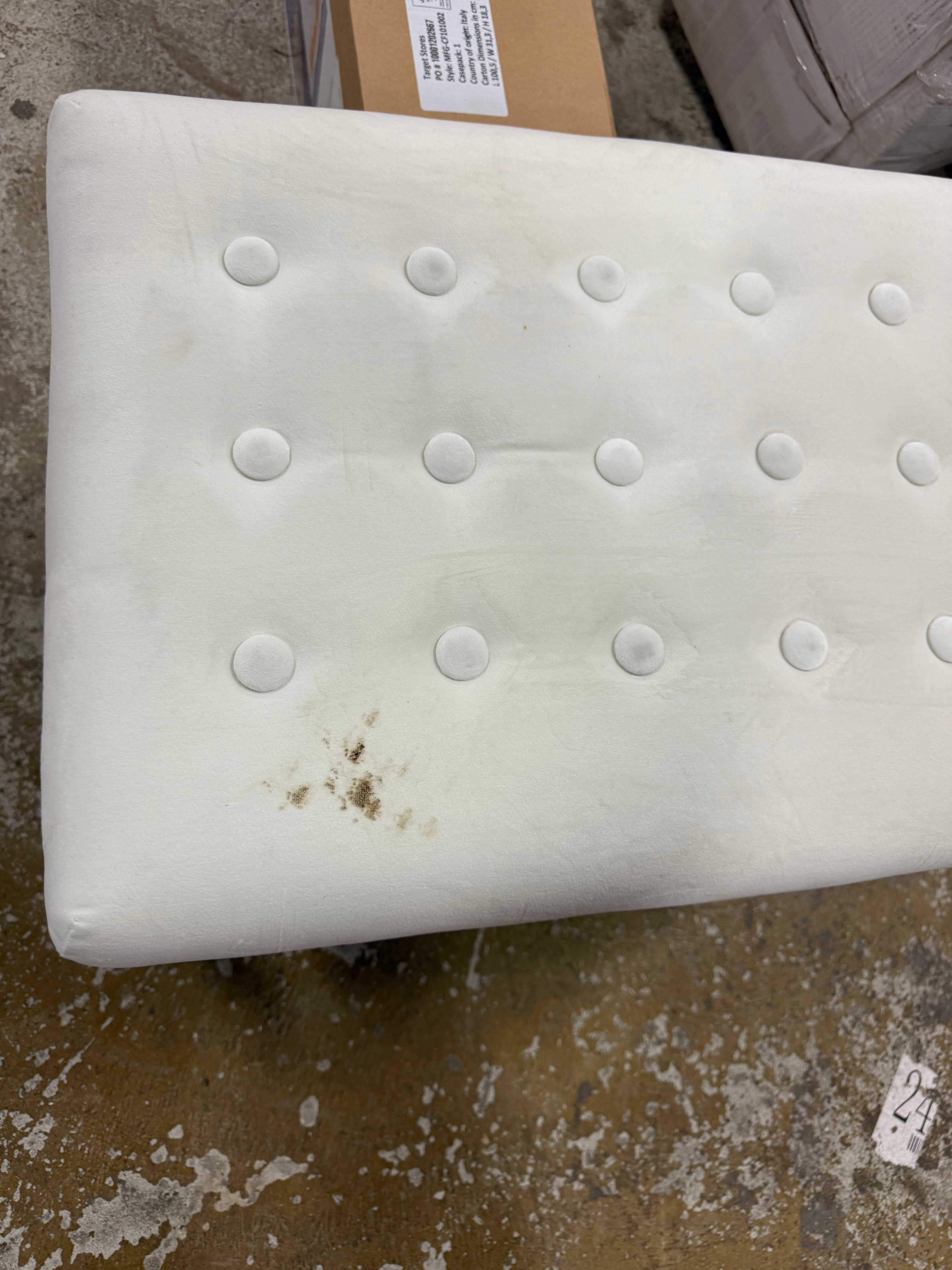 Rectangle Ottoman Velvet Tufted Cushion and Gold Metal X Base