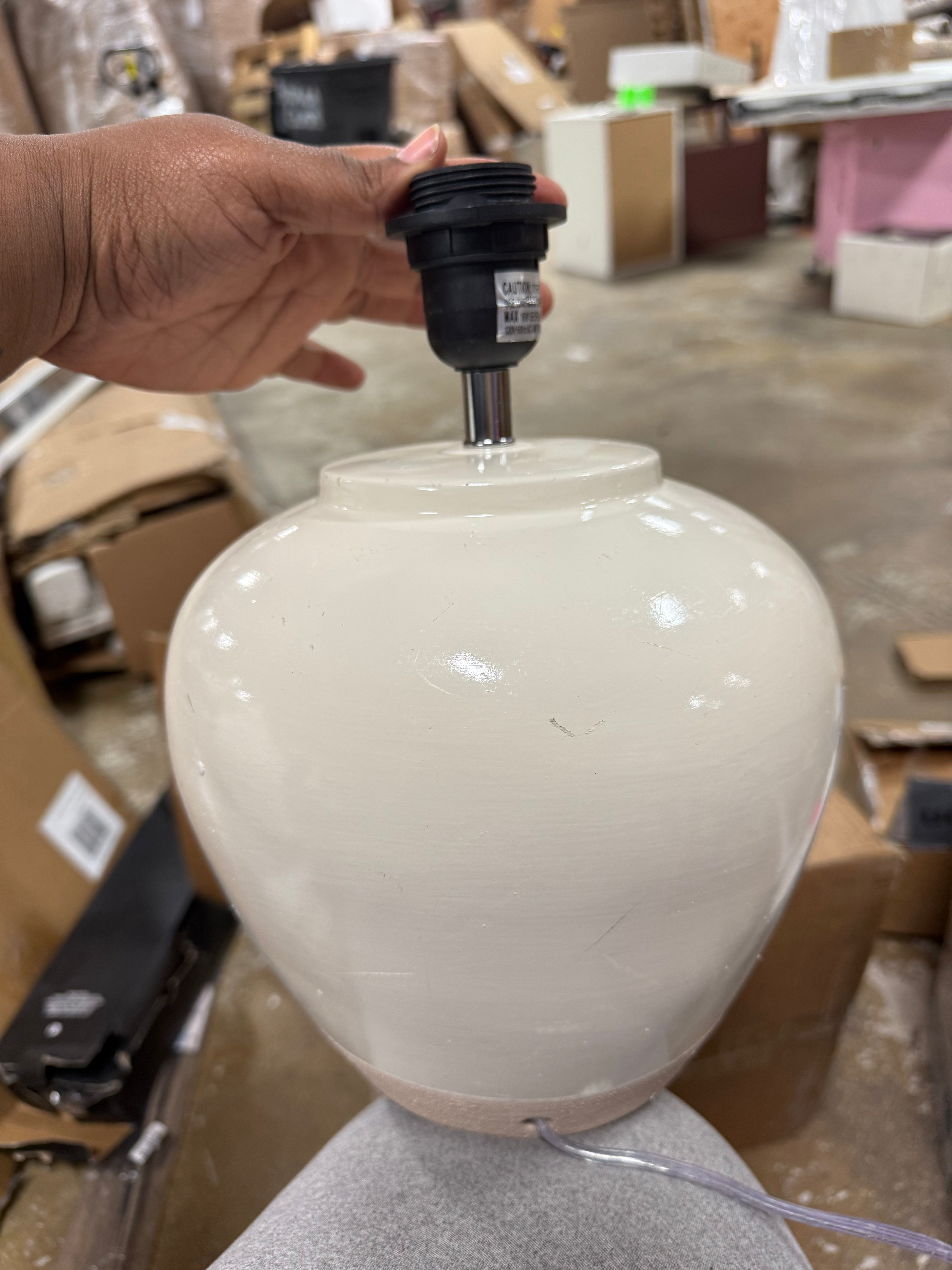 Rustic Ceramic Pot Table Lamp