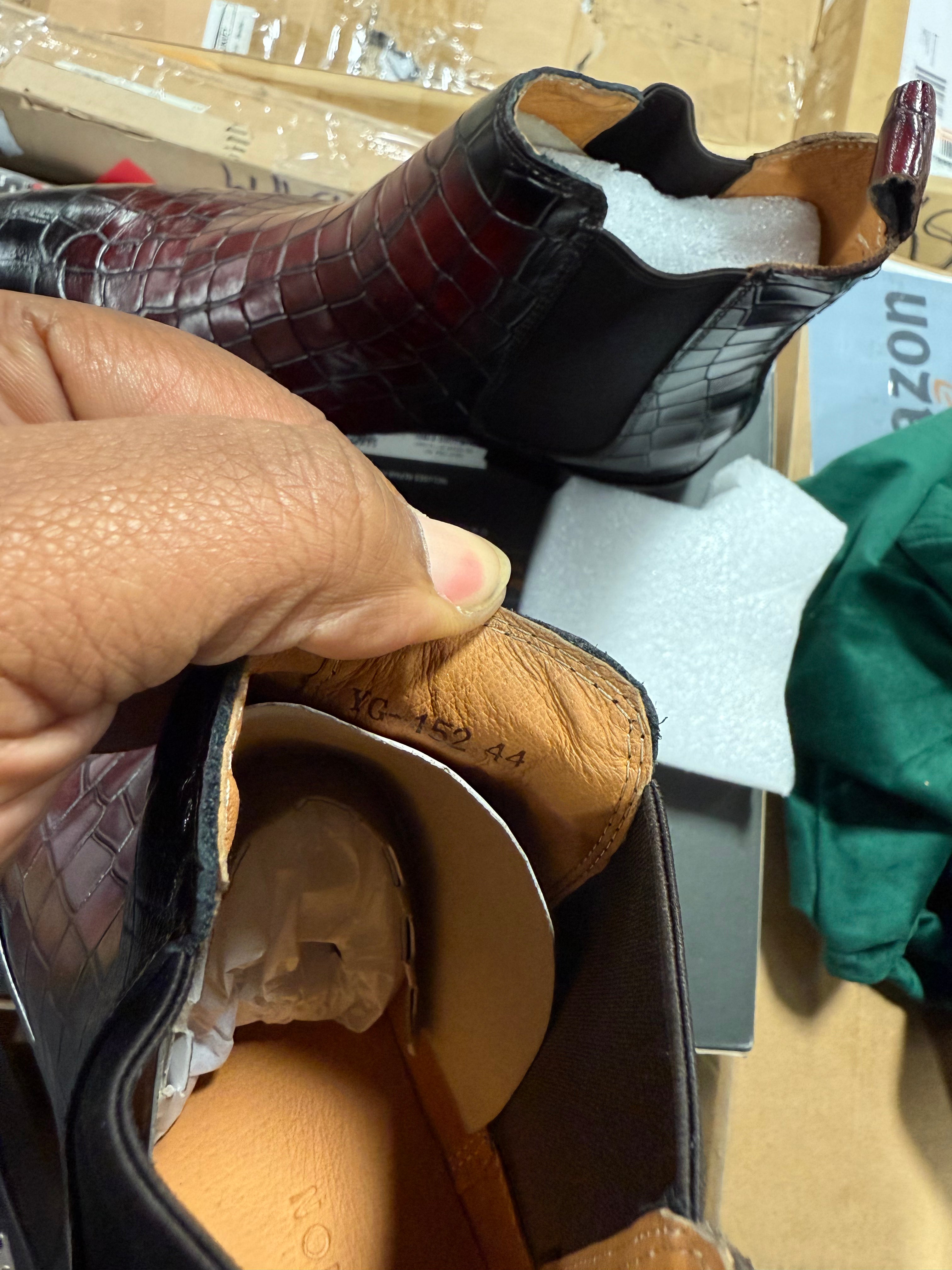 Genuine Leather Men Chelsea Boots Crocodile Pattern Ankle Boots Brown