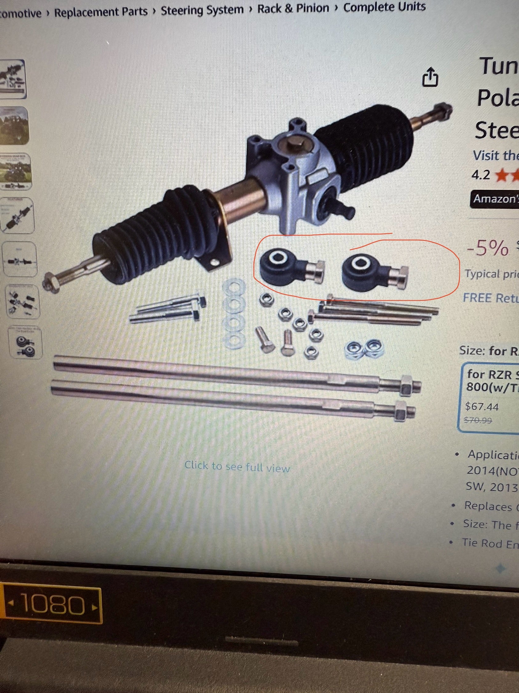 Steering Rack and Pinion with Tie Rod Ends for Polaris Steering Gear Box Assembly