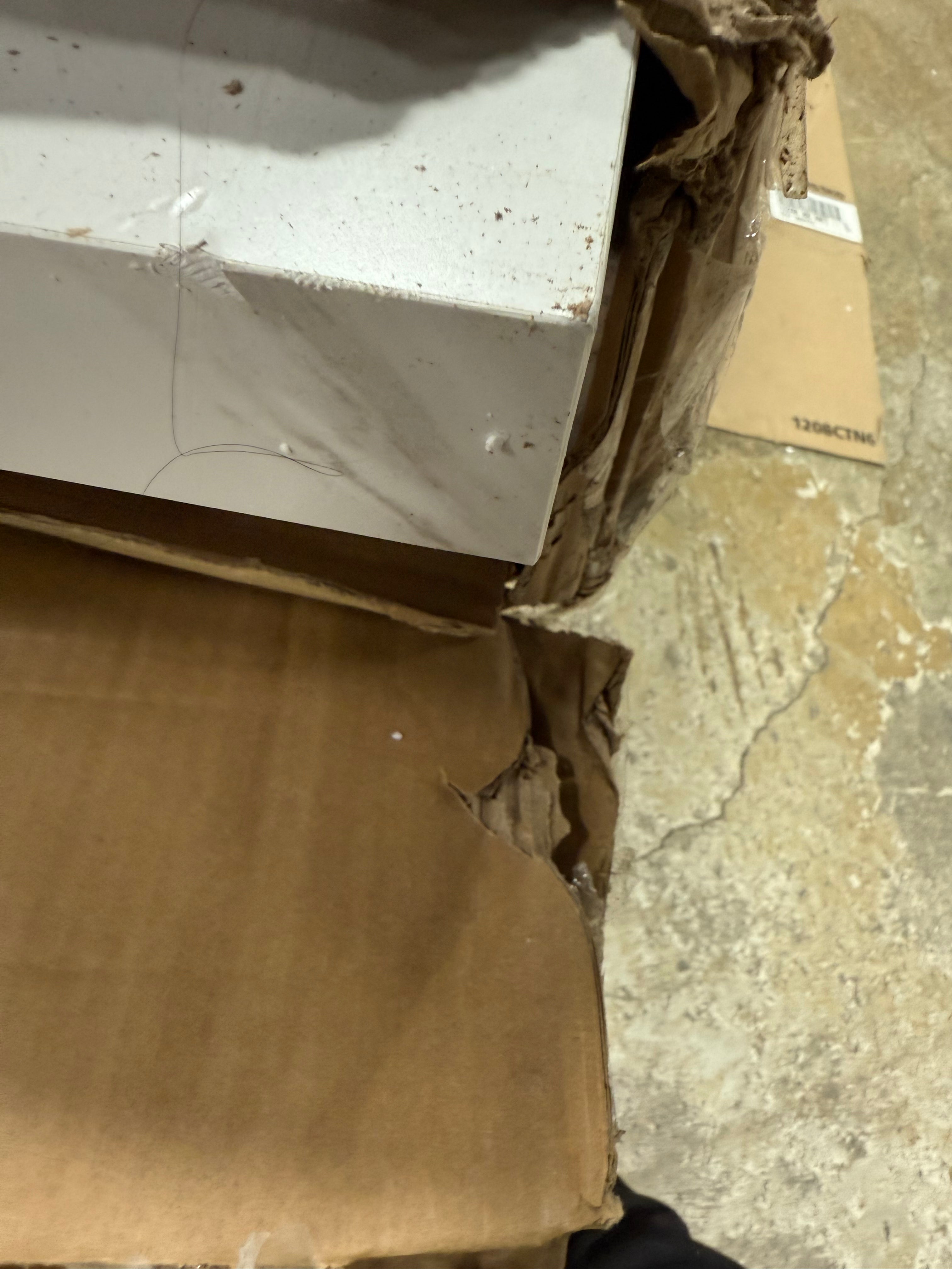 White and Gold Console Table with Faux Marble Tabletop