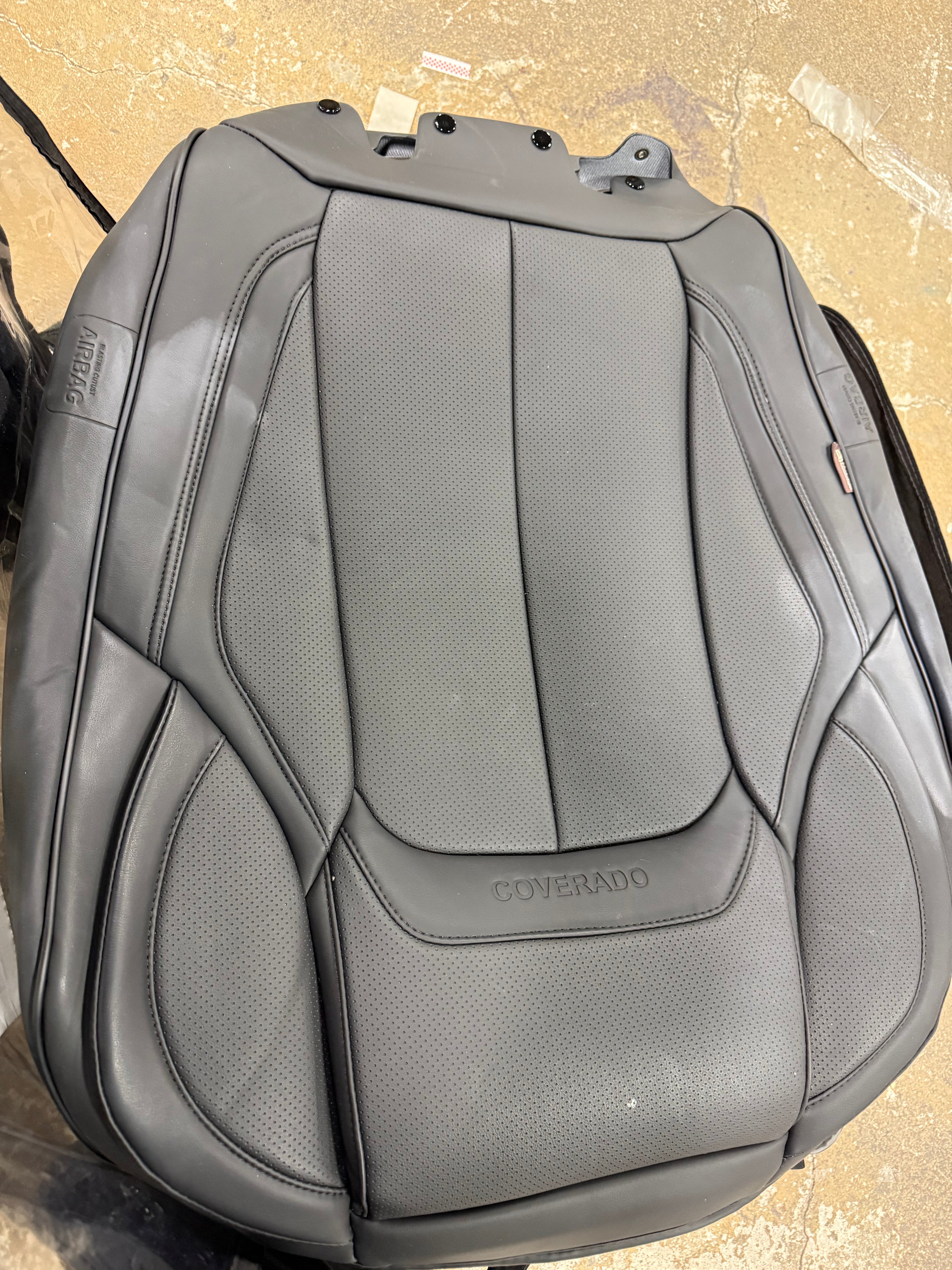 Full Set with Head Pillow Front and Back Seat Cover Set Faux Leather Waterproof Universal Fit