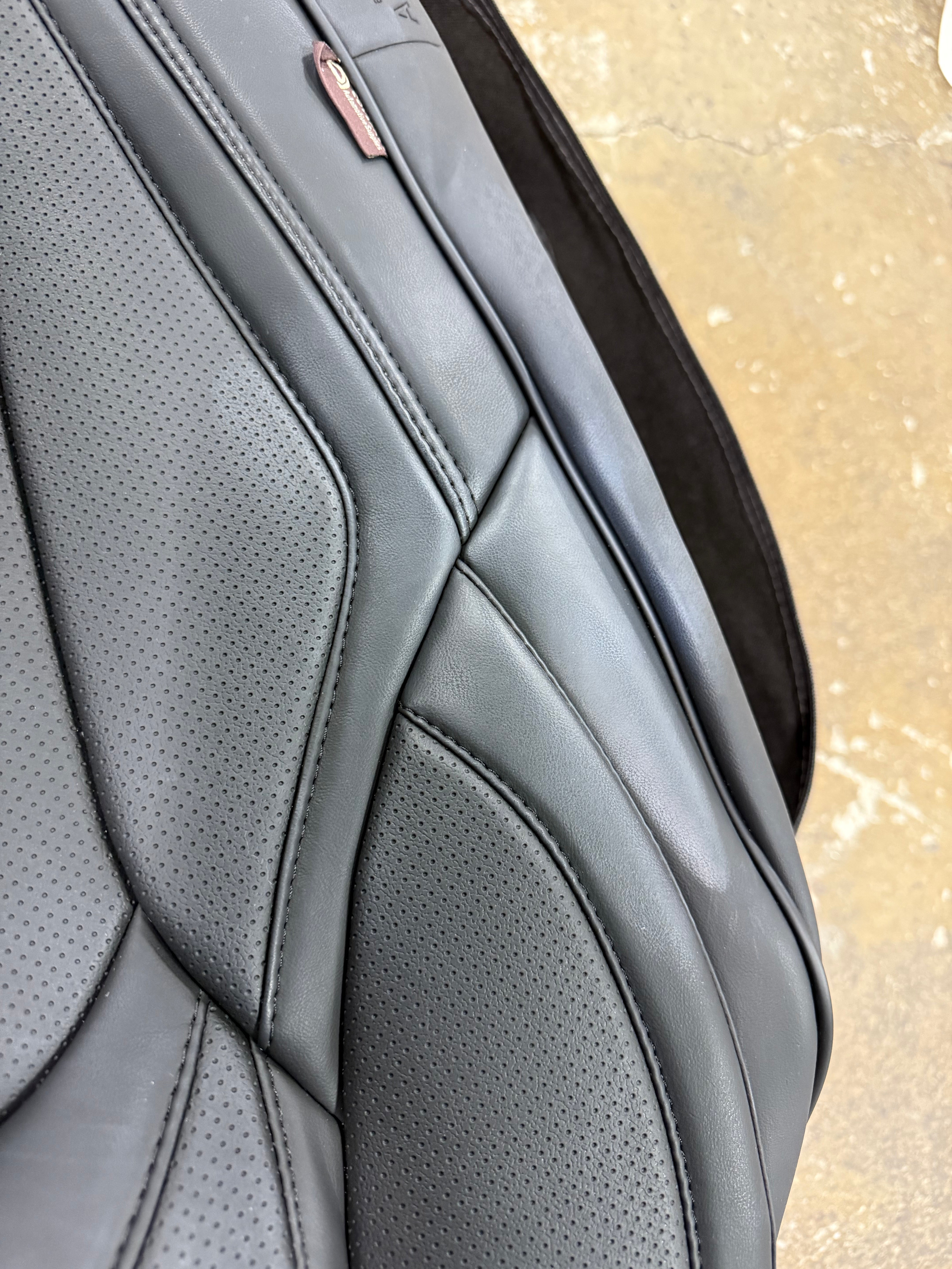 Full Set with Head Pillow Front and Back Seat Cover Set Faux Leather Waterproof Universal Fit