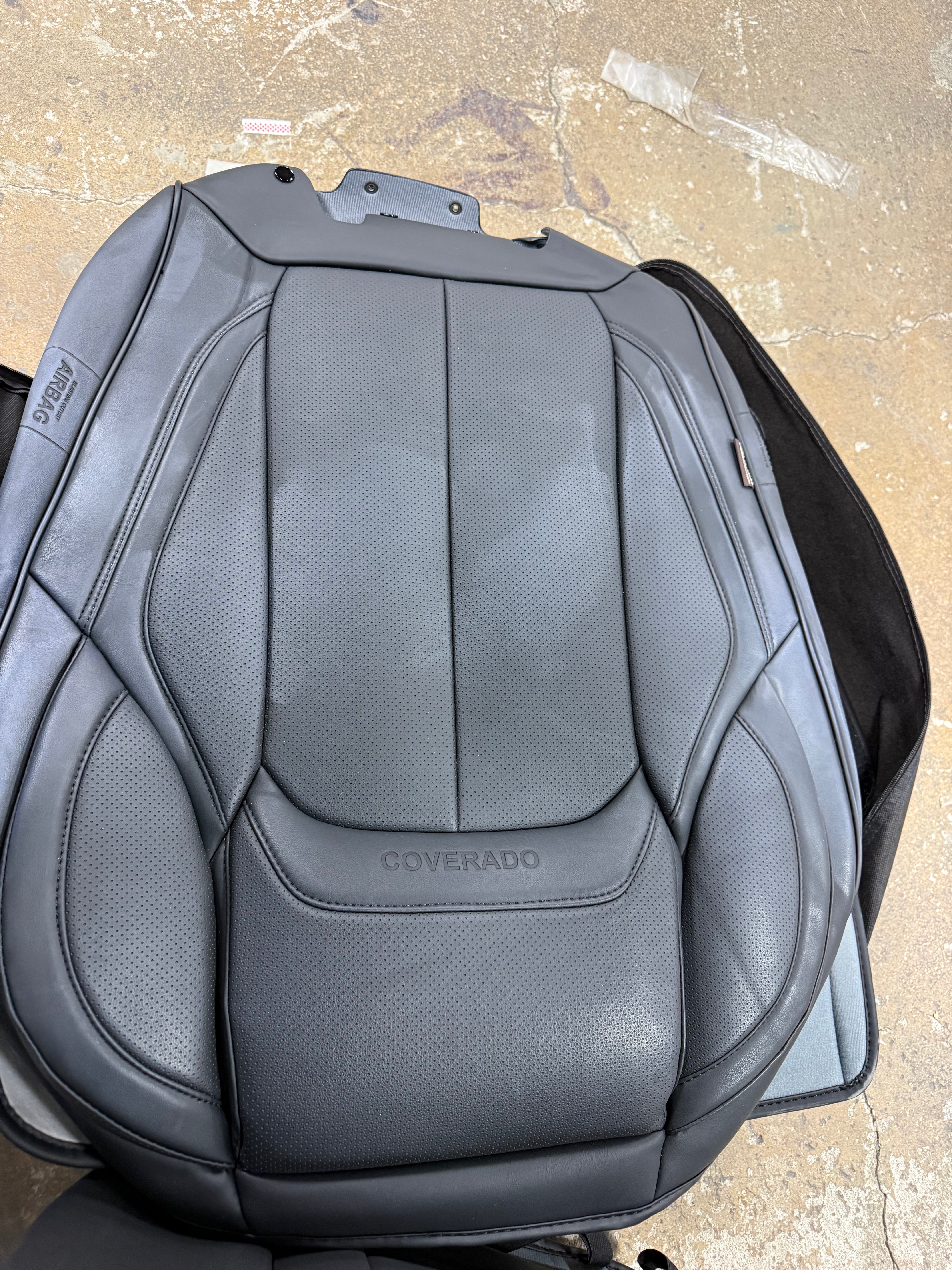 Full Set with Head Pillow Front and Back Seat Cover Set Faux Leather Waterproof Universal Fit